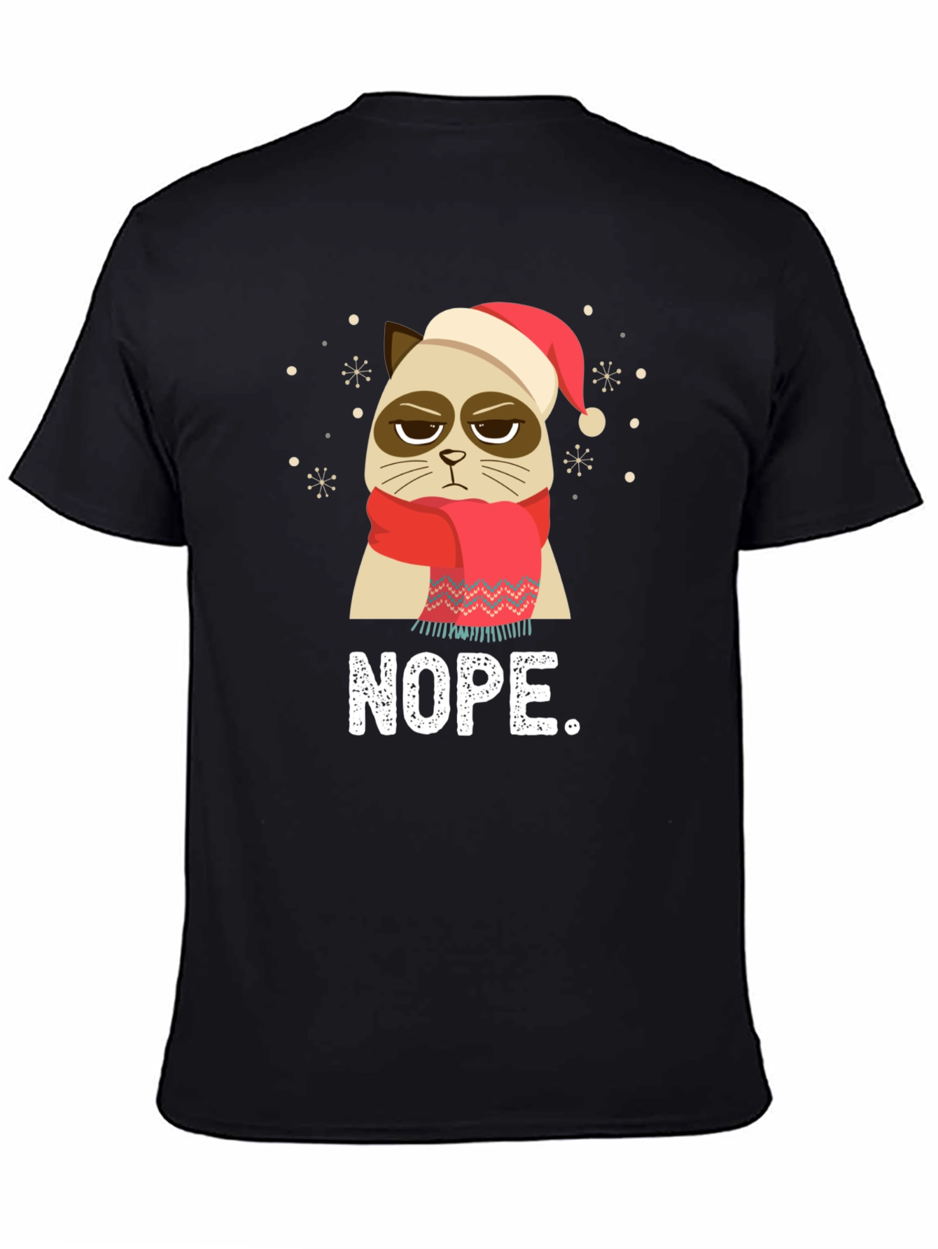 Black Grumpy Cat NOPE Christmas T-Shirt view 4