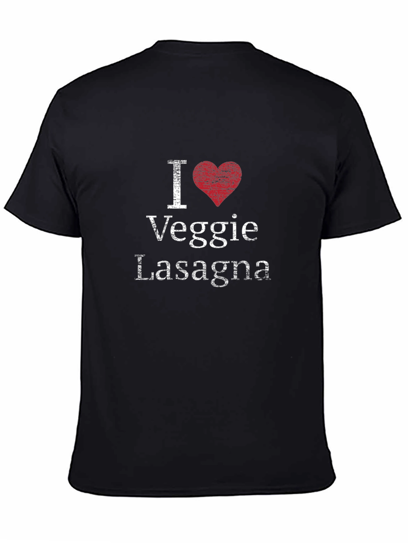 Black I Heart Veggie Lasagna T-Shirt - Novelty Graphic Tee view 4