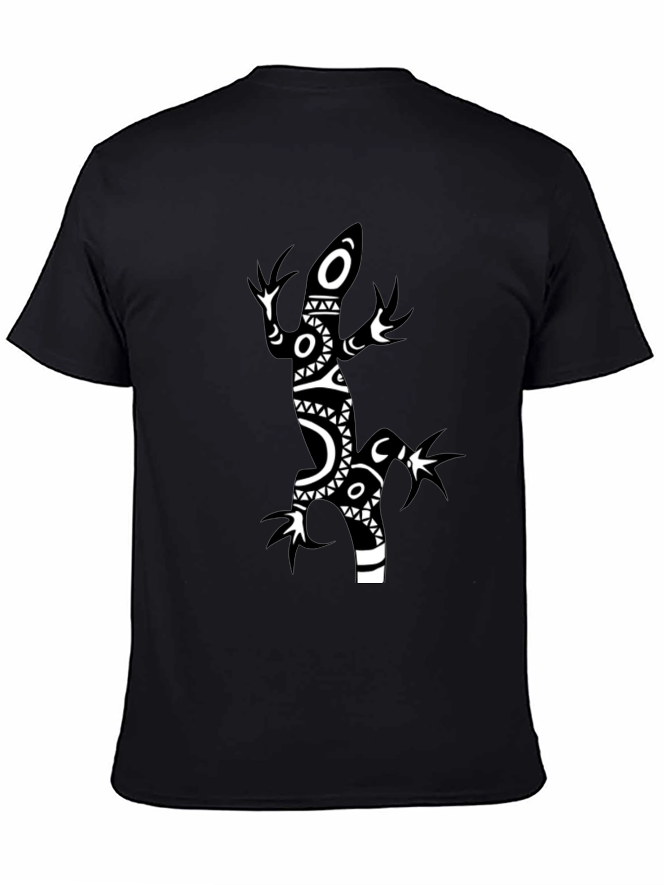 Black Tribal Lizard Black T-Shirt view 4