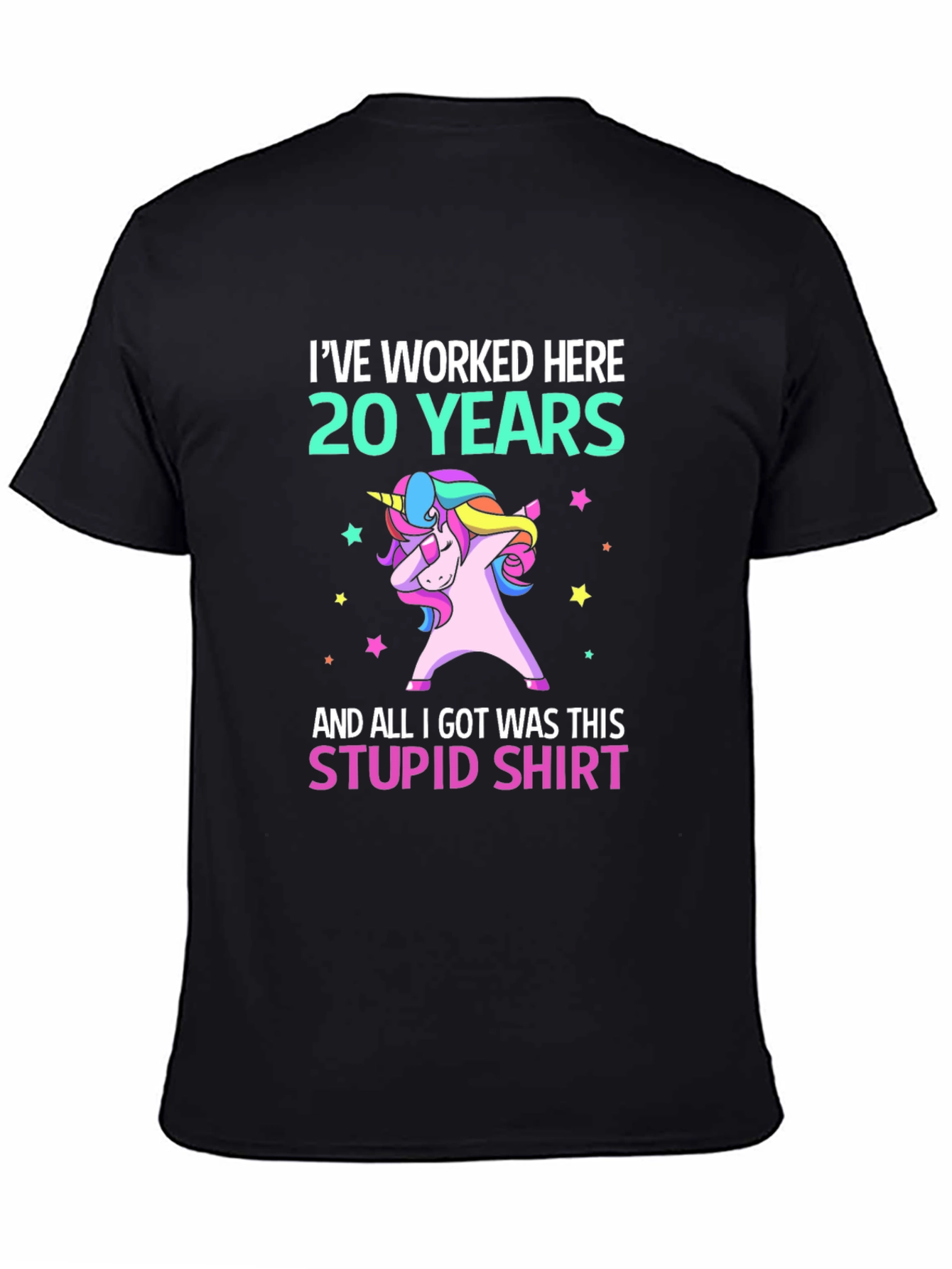 Black I've Worked Here 20 Years Unicorn T-Shirt view 4
