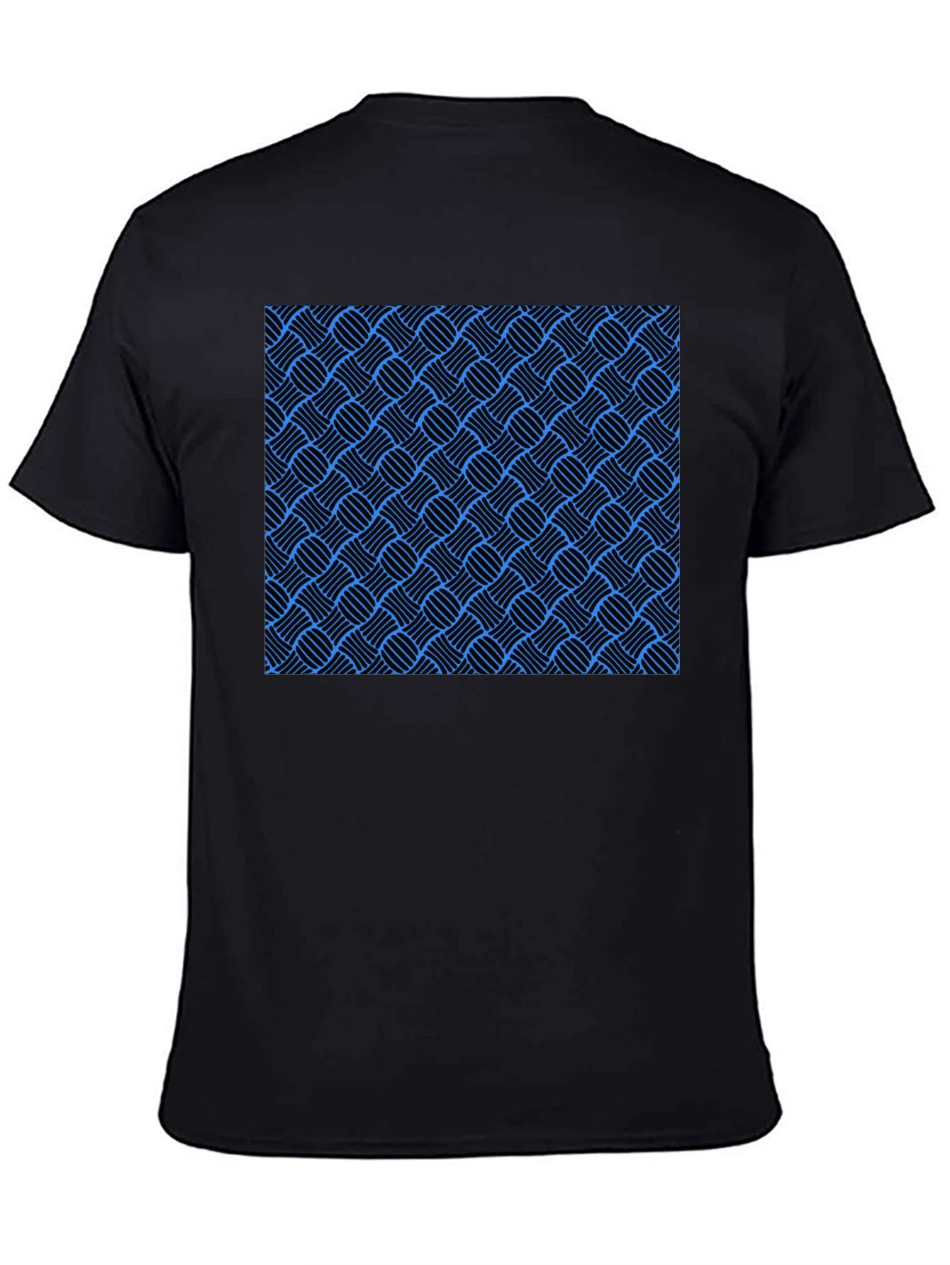 Black Stylish Black T-Shirt with Blue Weave Pattern view 4