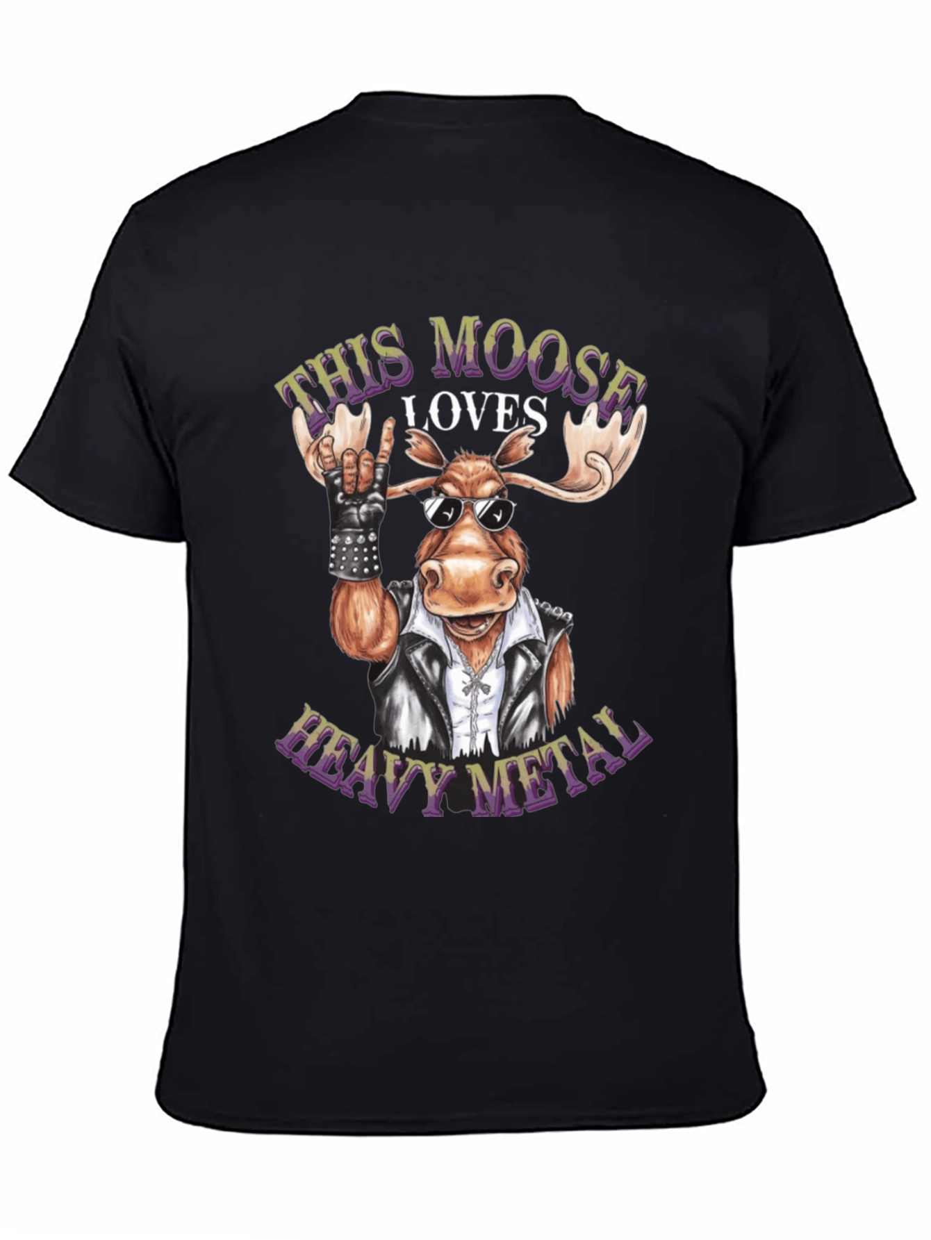 Black Heavy Metal Moose Graphic Tee - Rock On! view 4