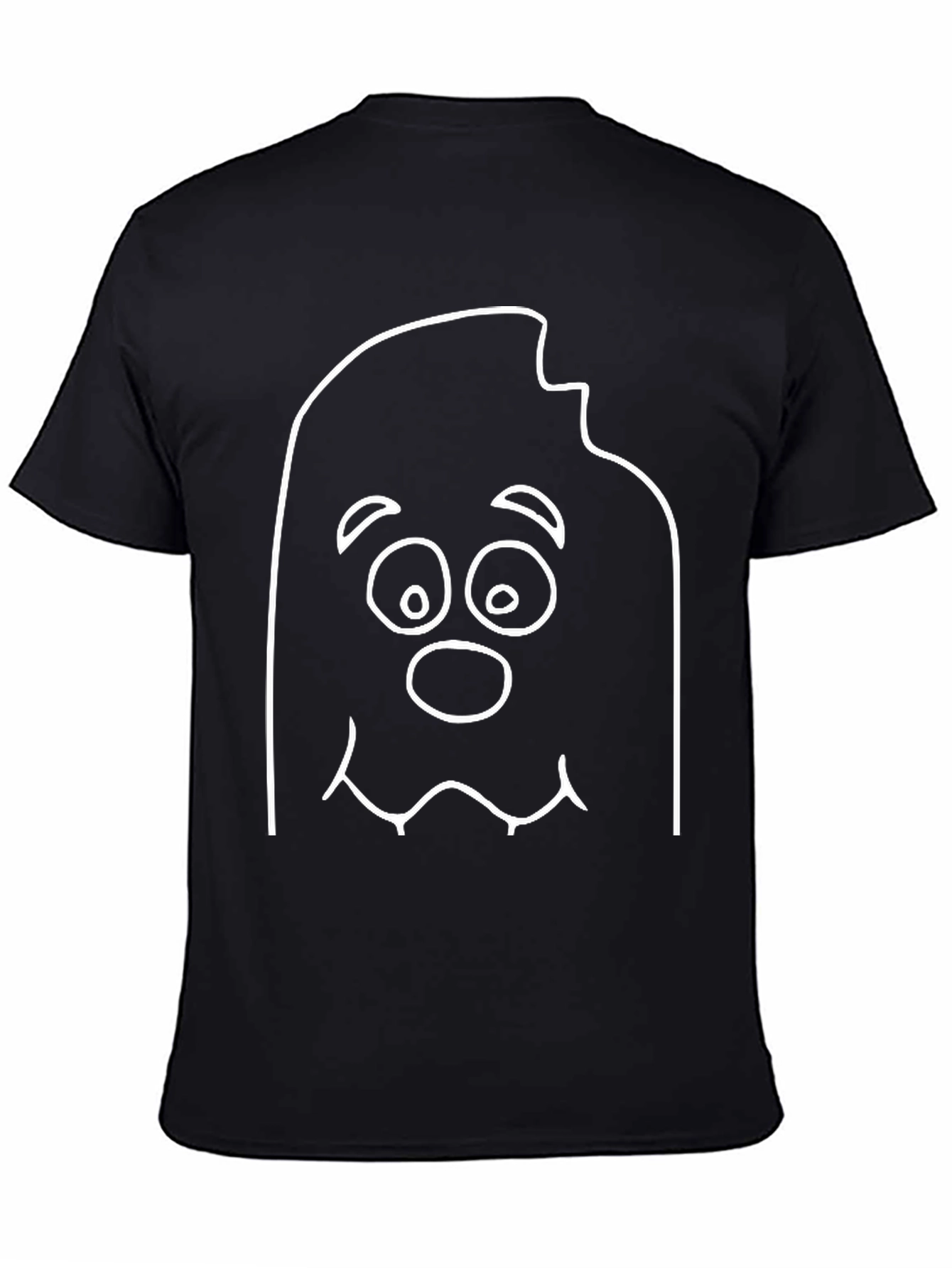 Black Funny Cartoon Ghost Black T-Shirt view 4