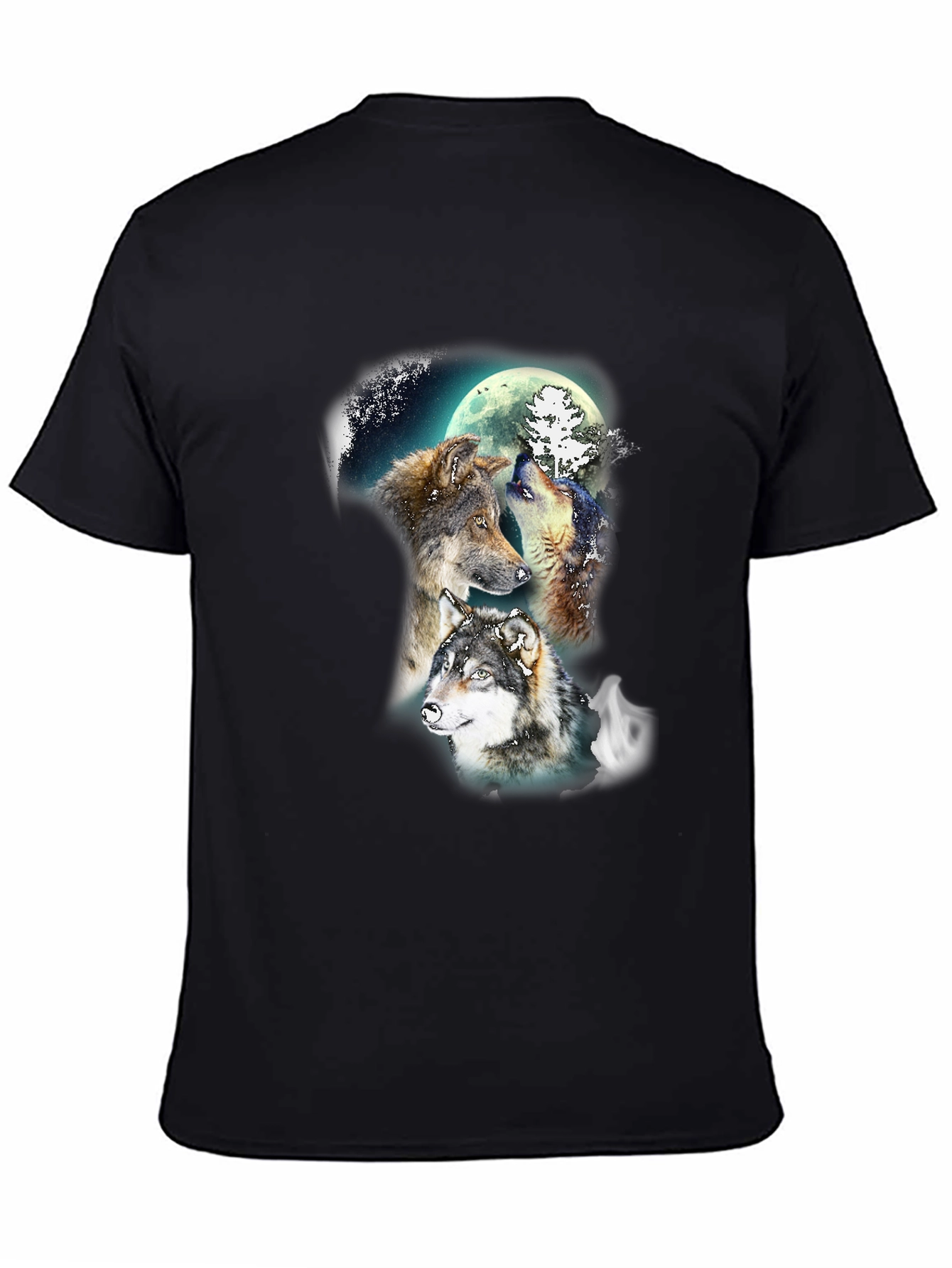 Black Wolf Moon T-Shirt - Men's Graphic Tee view 4