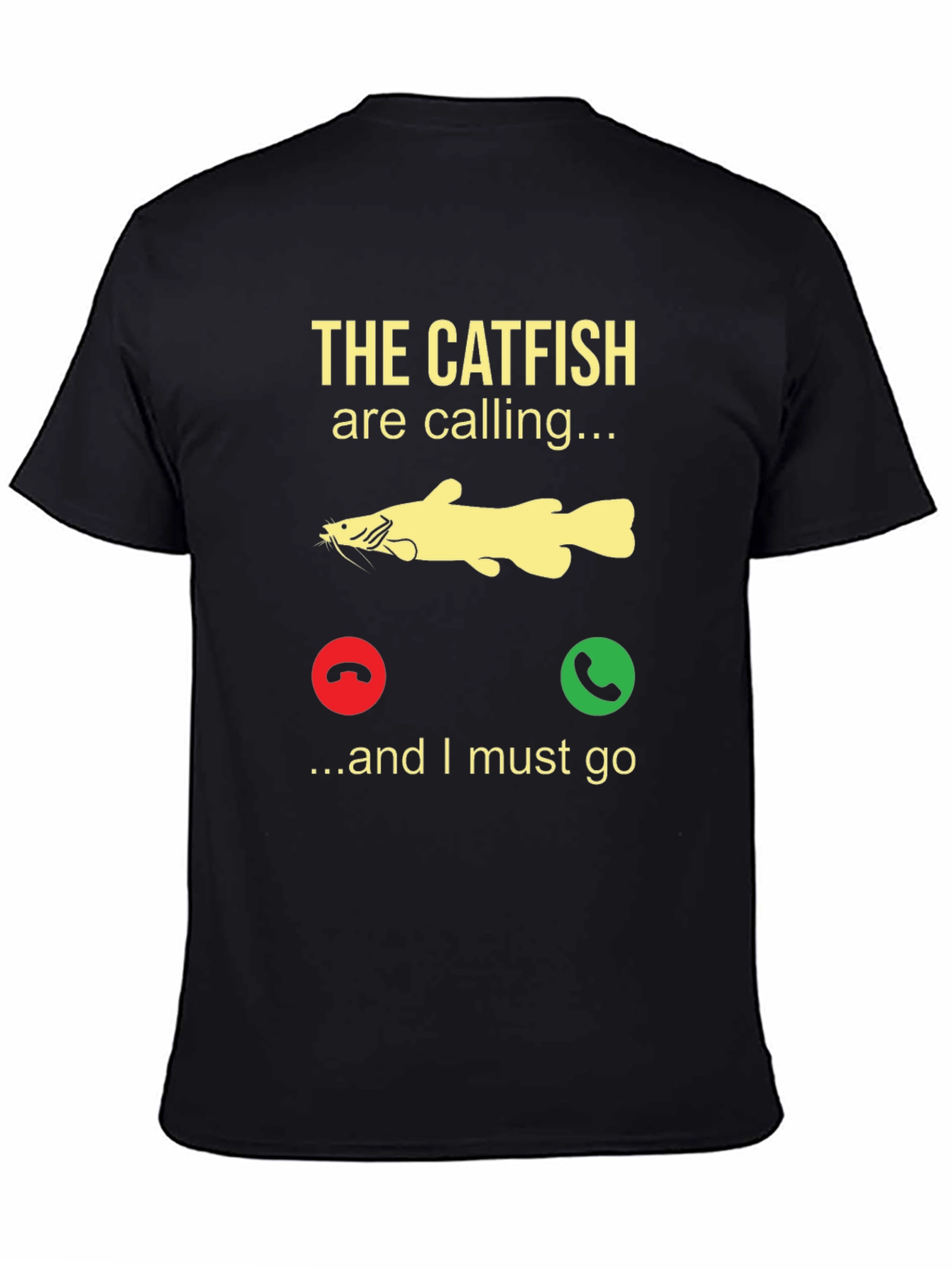 Black Catfish Calling T-Shirt - Fishing Humor Tee view 4
