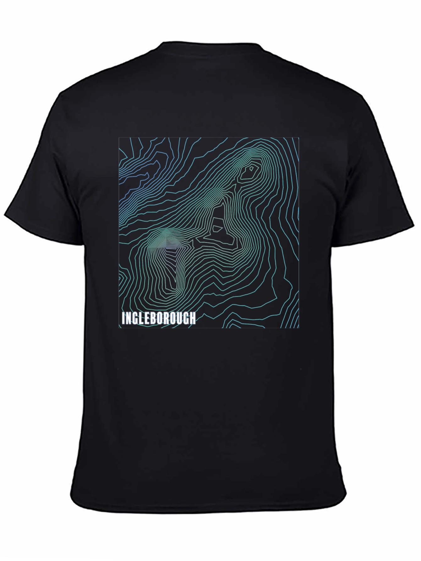 Black Ingleborough Topographic Map T-Shirt view 4