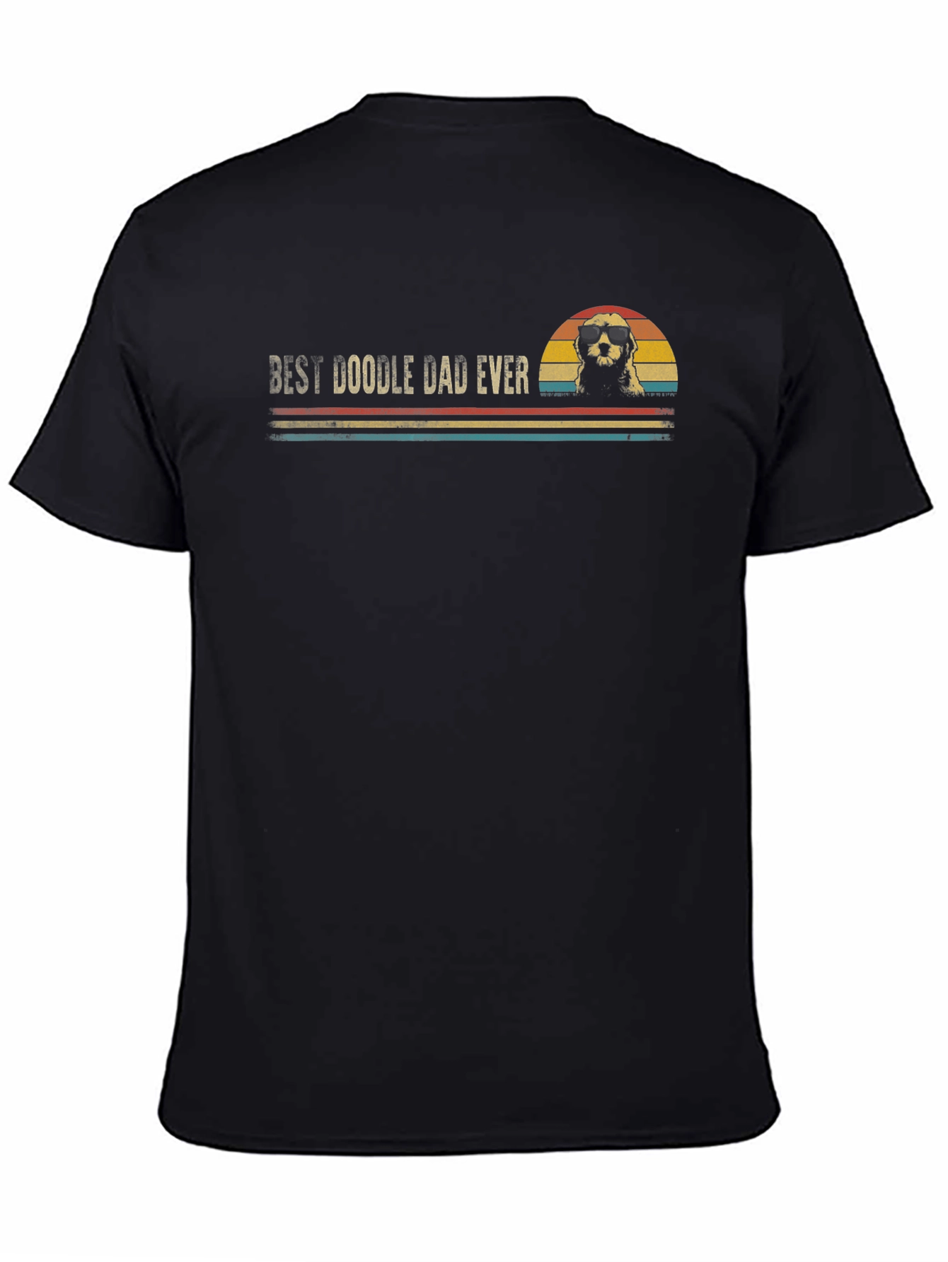 Black Best Doodle Dad Ever T-Shirt - Retro Design view 4