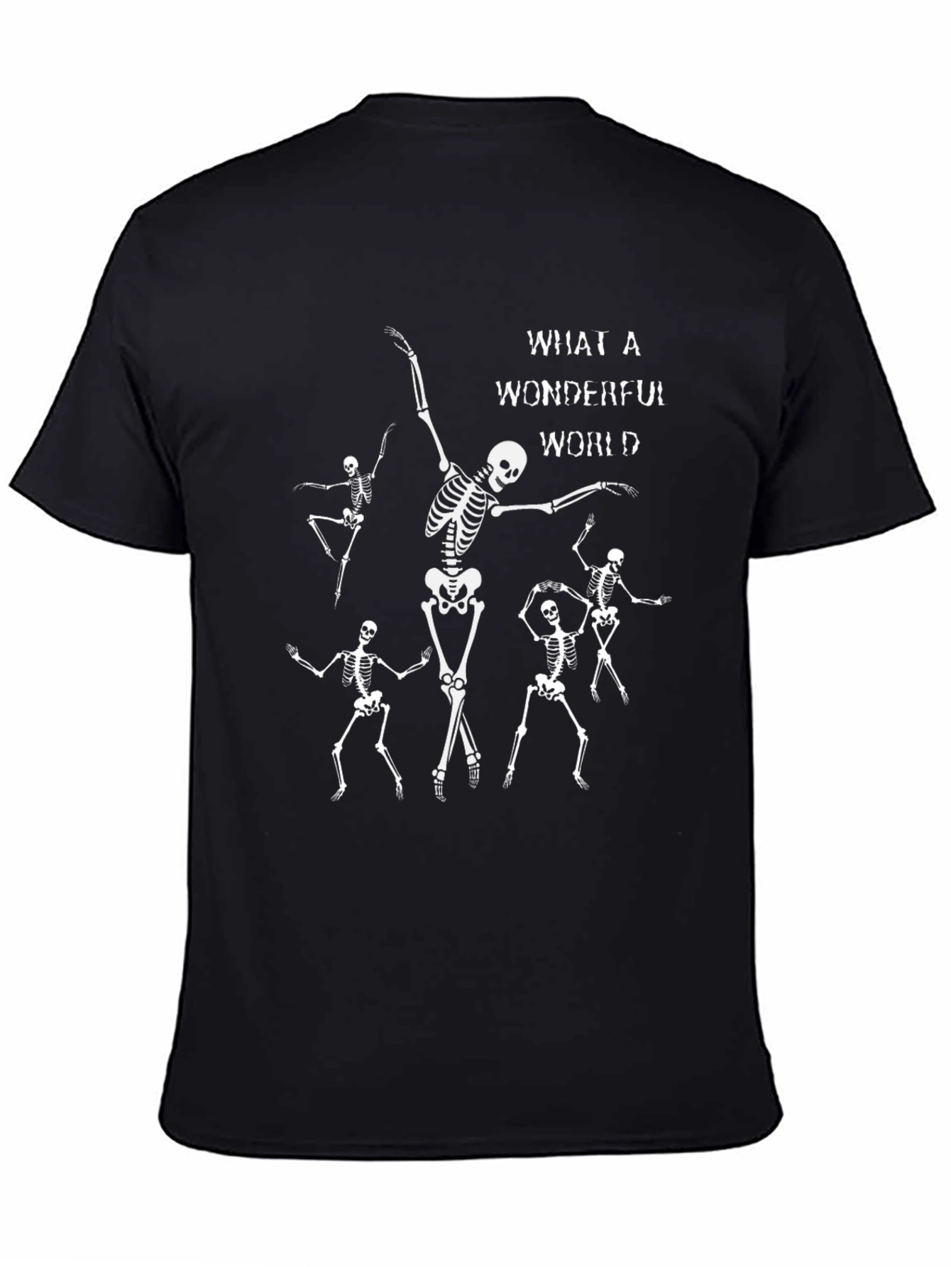 Black Dancing Skeletons Graphic Tee - What a Wonderful World T-Shirt view 4