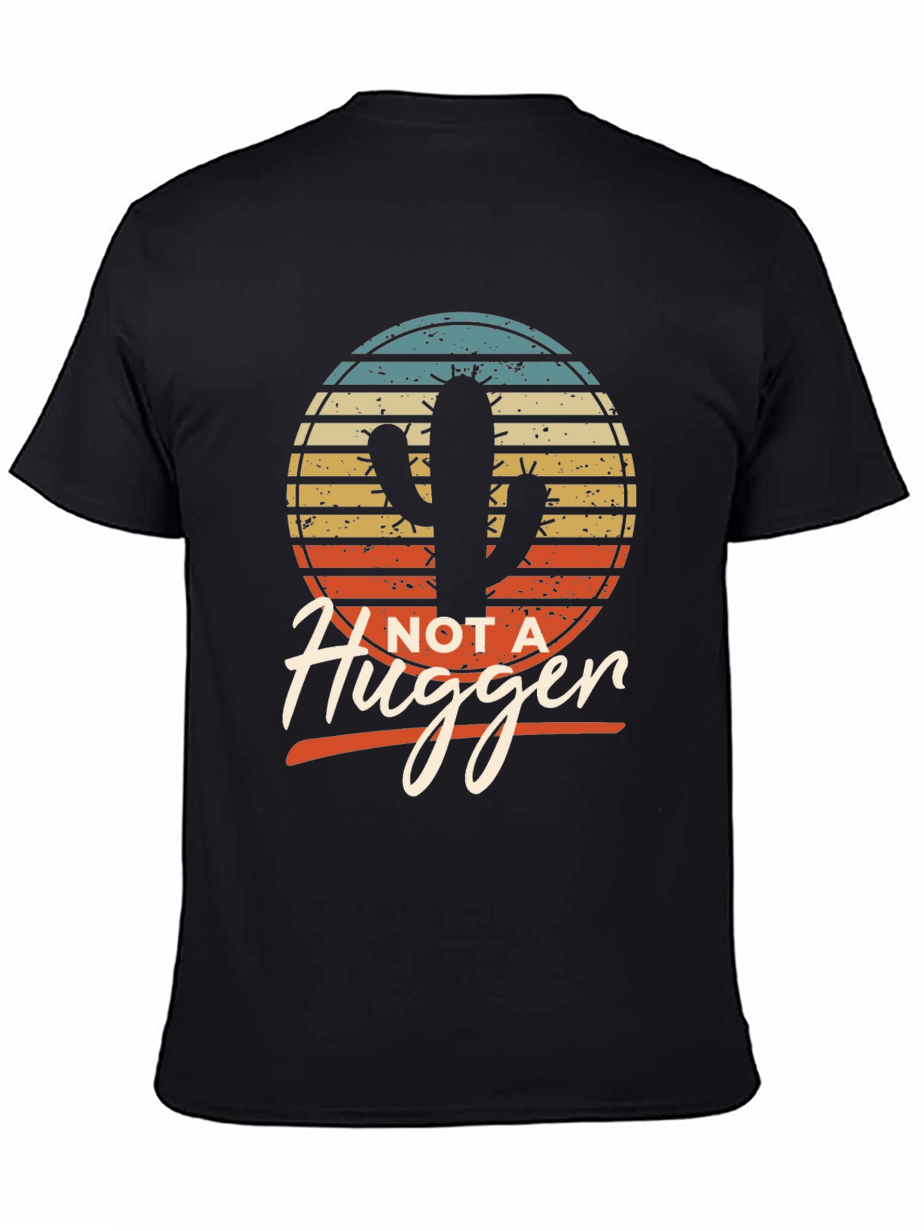 Black Not a Hugger Cactus T-Shirt - Funny Graphic Tee view 4