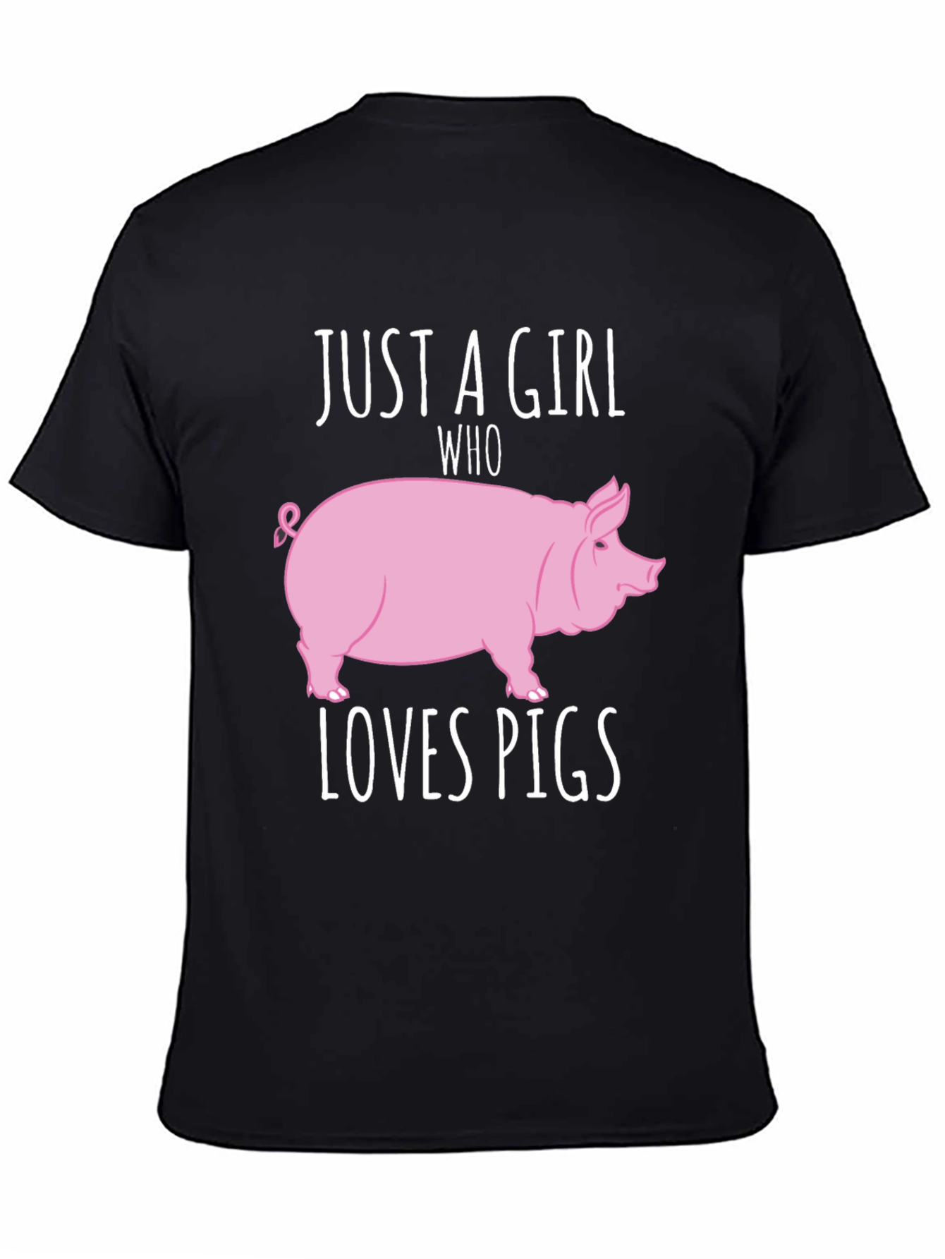 Black Just A Girl Who Loves Pigs T-Shirt view 4