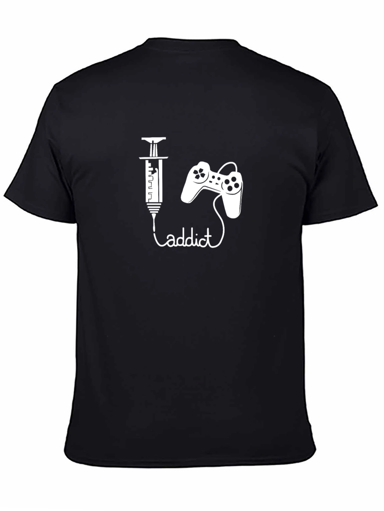 Black Gamer Addict Graphic Tee - Black Cotton T-Shirt view 4