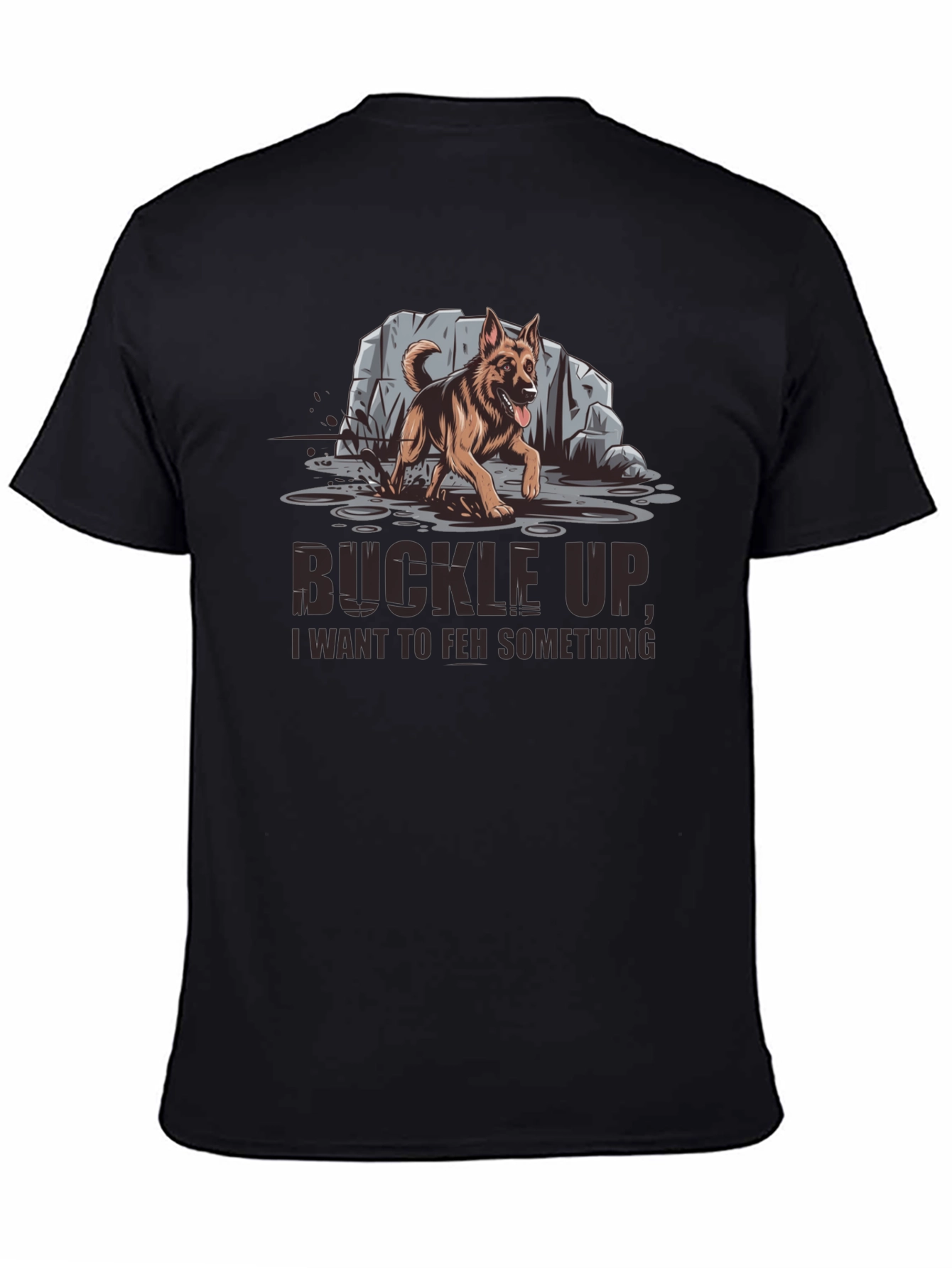 Black Buckle Up German Shepherd Graphic Tee view 4