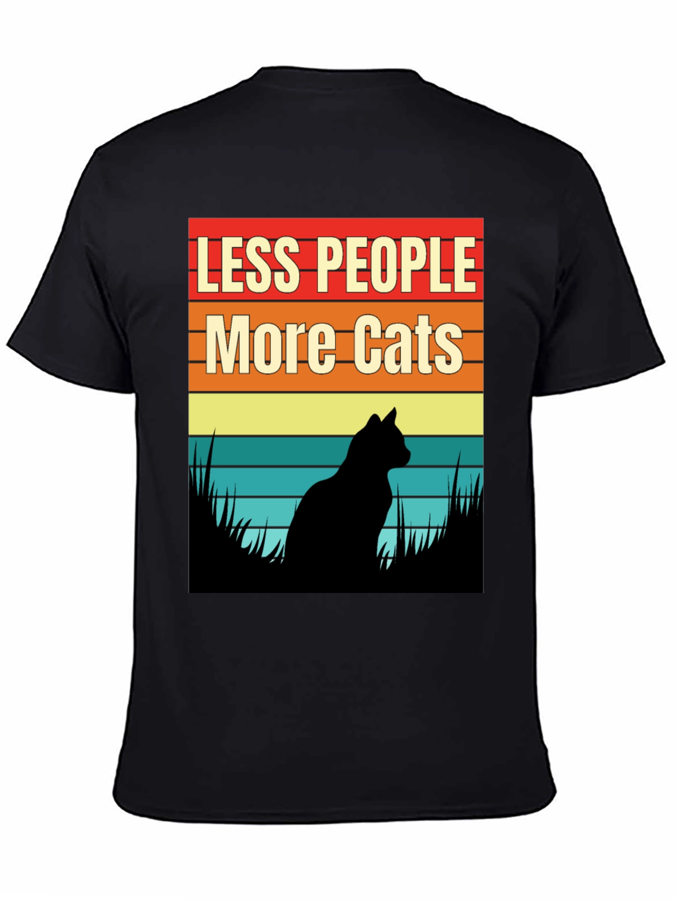 Black Less People More Cats Graphic T-Shirt view 4