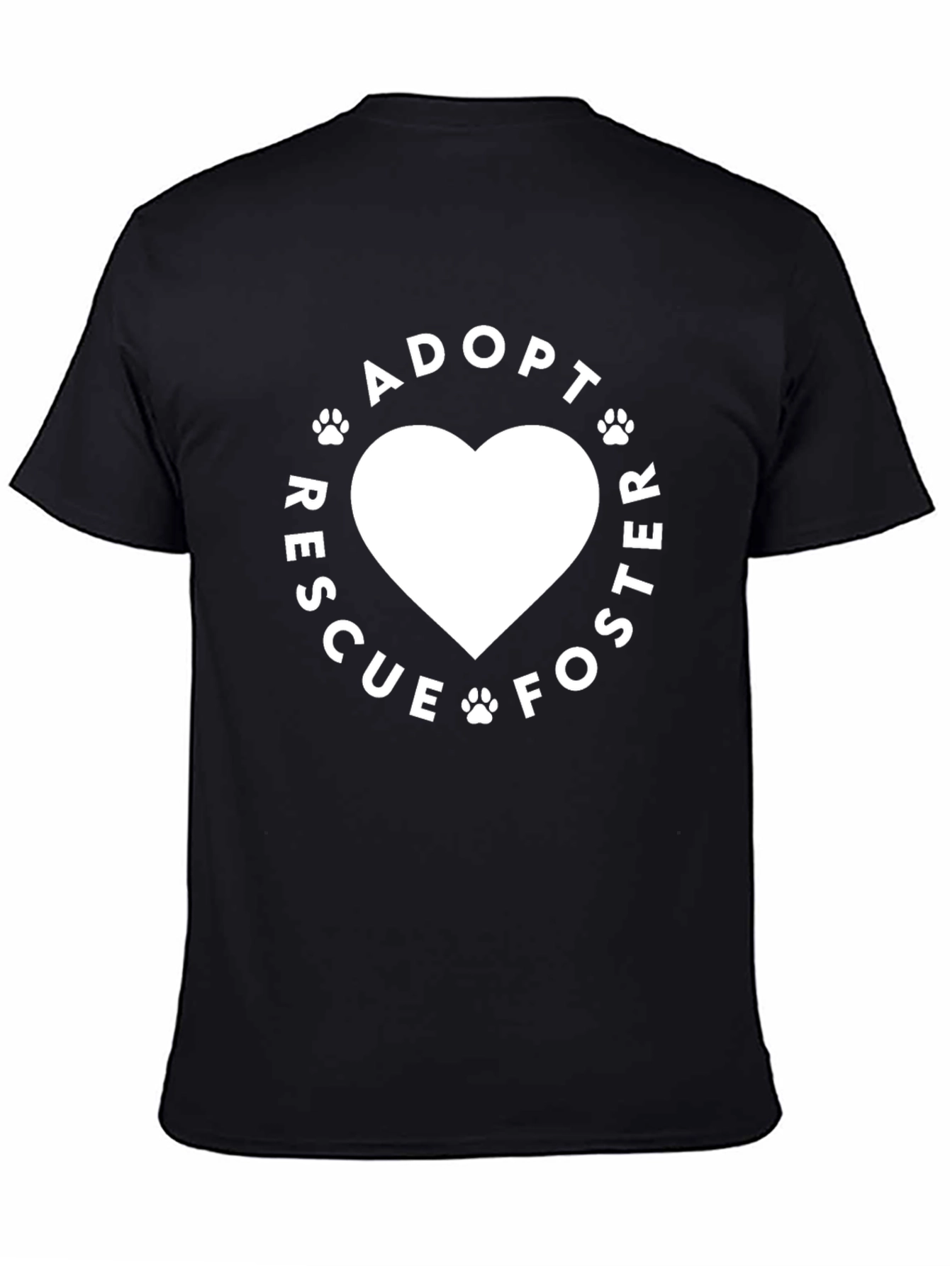 Black Adopt Rescue Foster Heart Tee - Black view 4