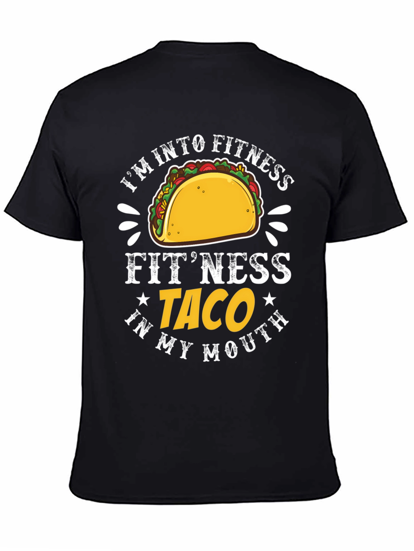 Black Fitness Taco Graphic T-Shirt - Humorous Tee view 4