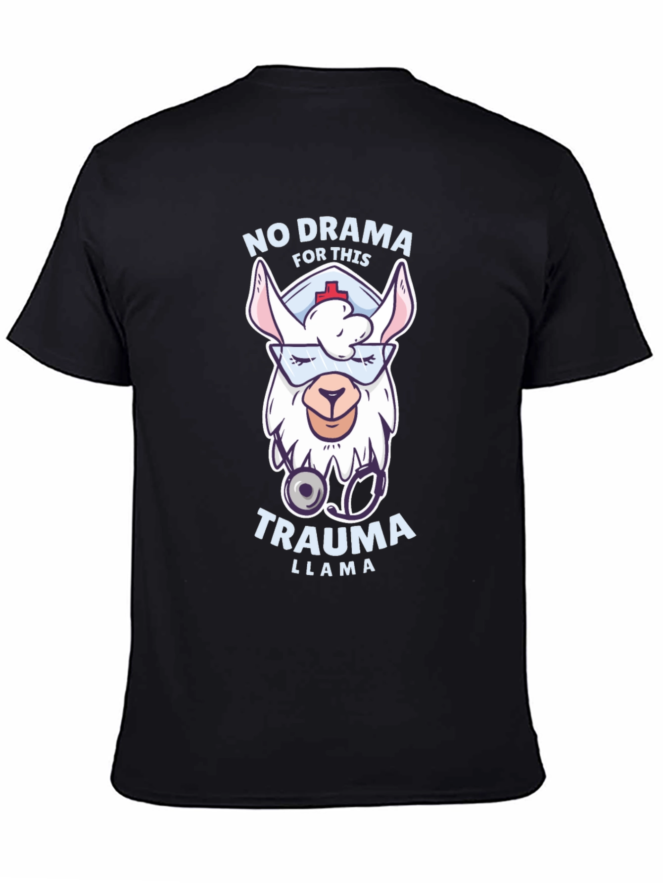 Black No Drama Trauma Llama T-Shirt view 4