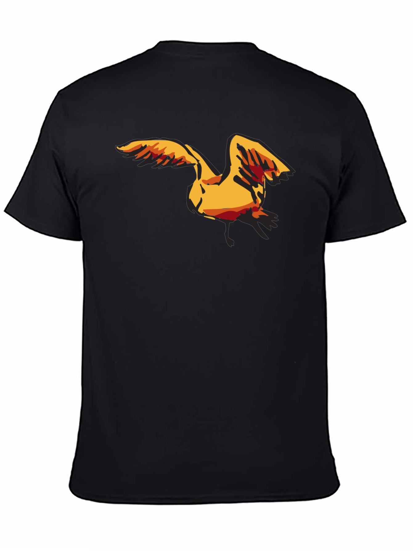 Black Men's Black T-Shirt with Seagull Graphic view 4