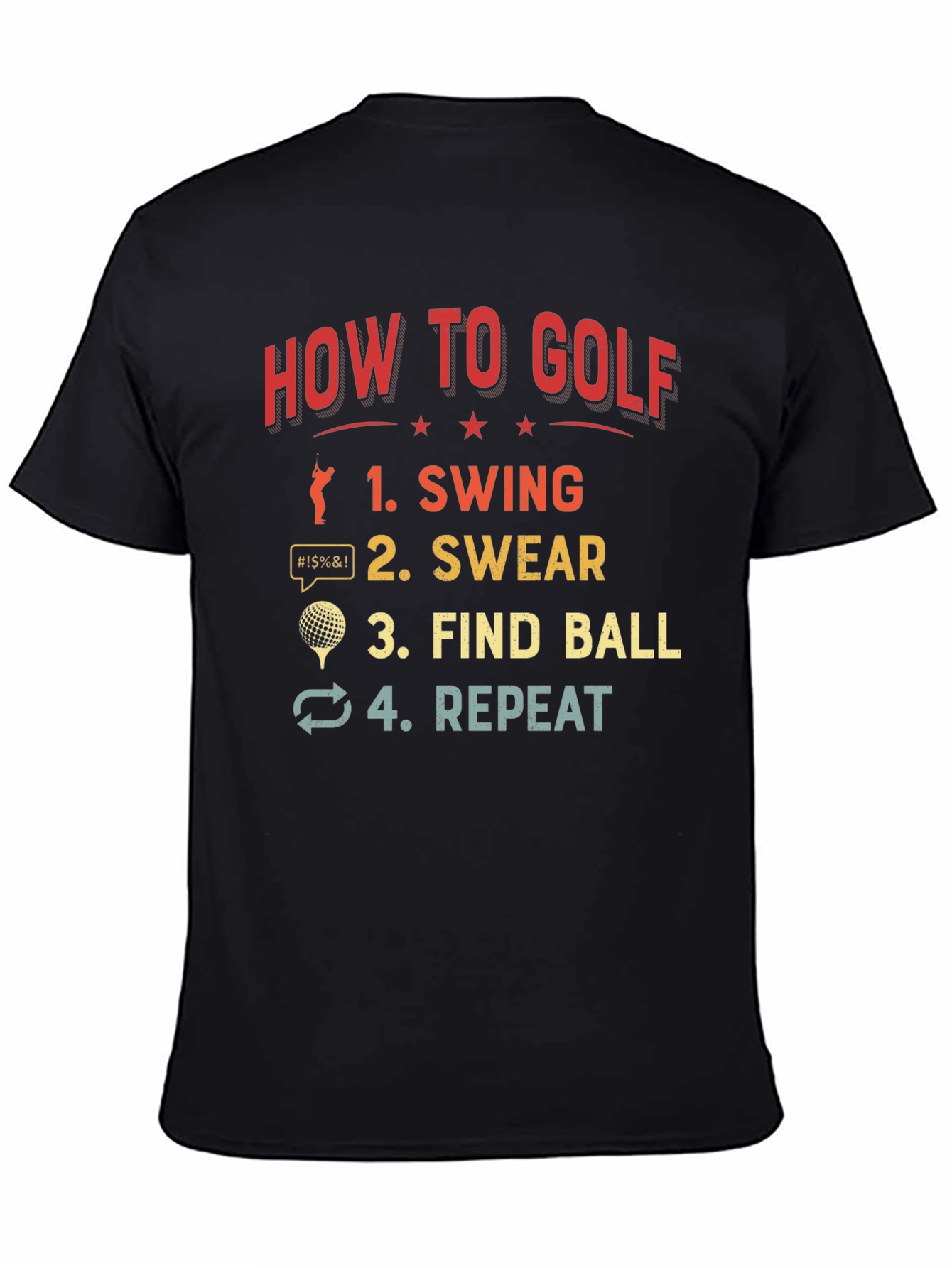 Black How to Golf T-Shirt Funny Golfing Gift view 4