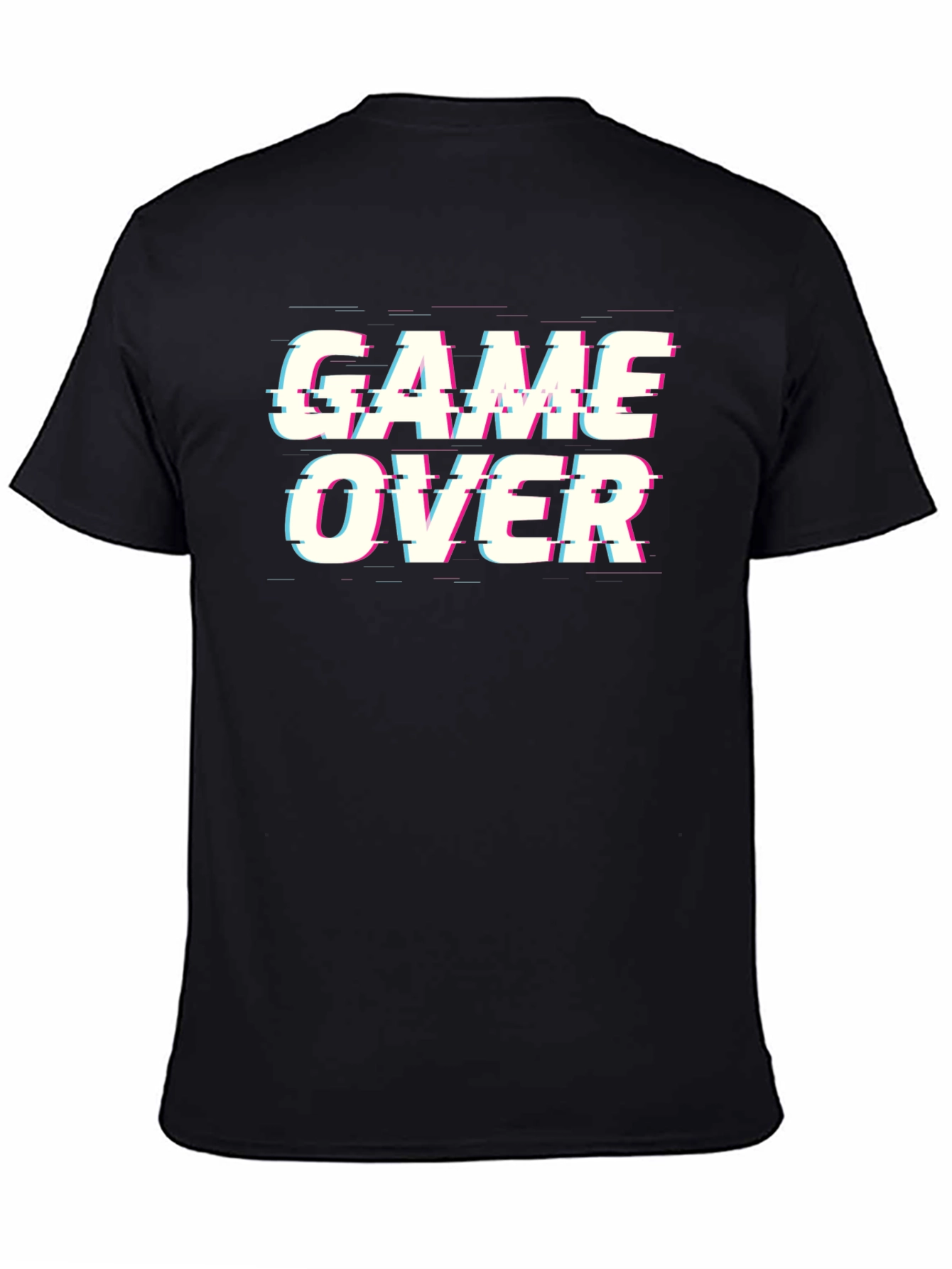 Black Game Over Glitch T-Shirt - Black Cotton Gamer Tee view 4