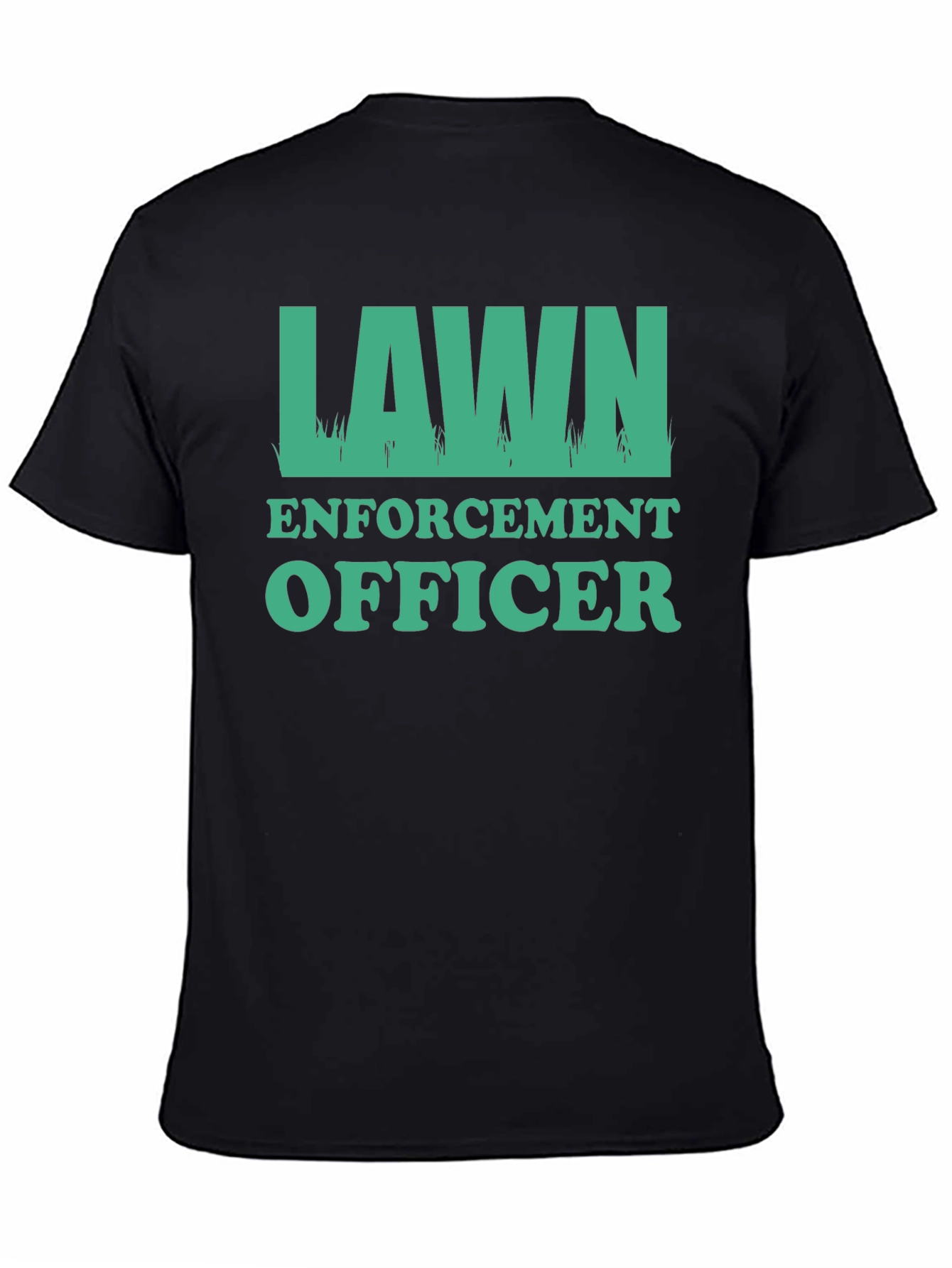 Black Lawn Enforcement Officer Graphic Tee - Black Cotton T-Shirt view 4