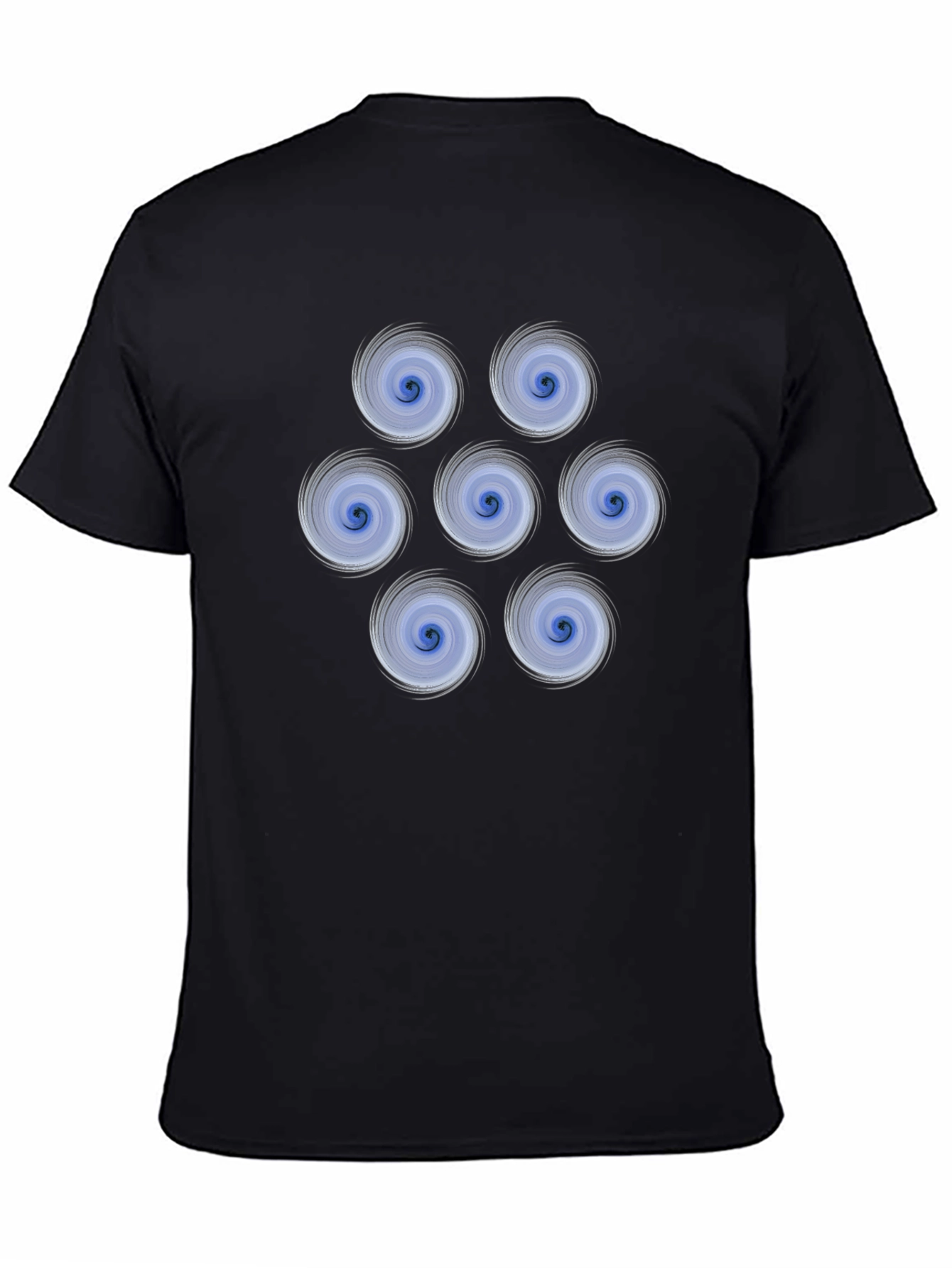 Black Swirl Circle Pattern Graphic Tee - Black Cotton T-Shirt view 4