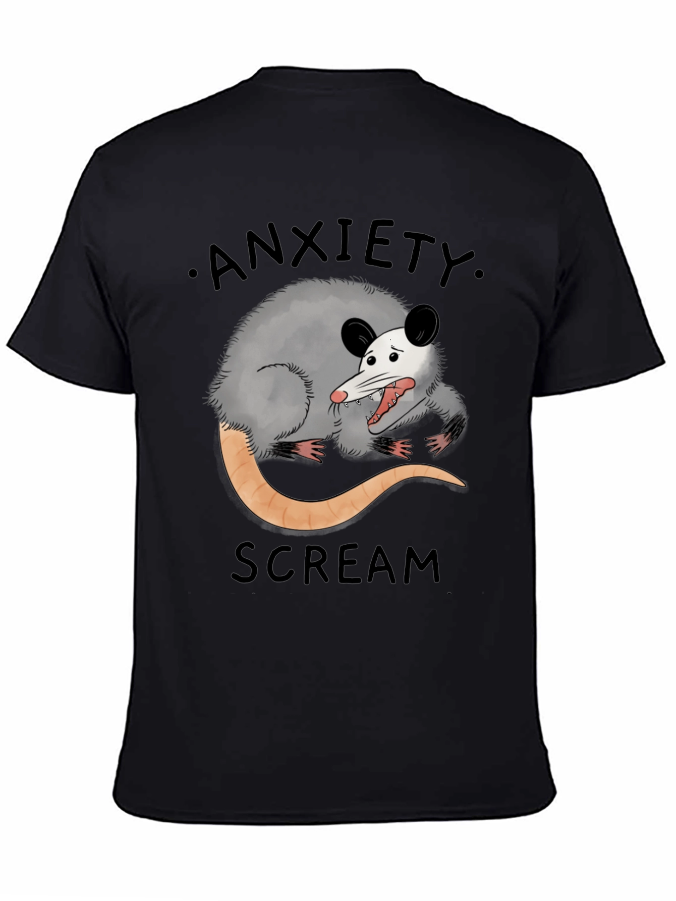 Black Anxiety Scream Opossum Graphic Tee view 4
