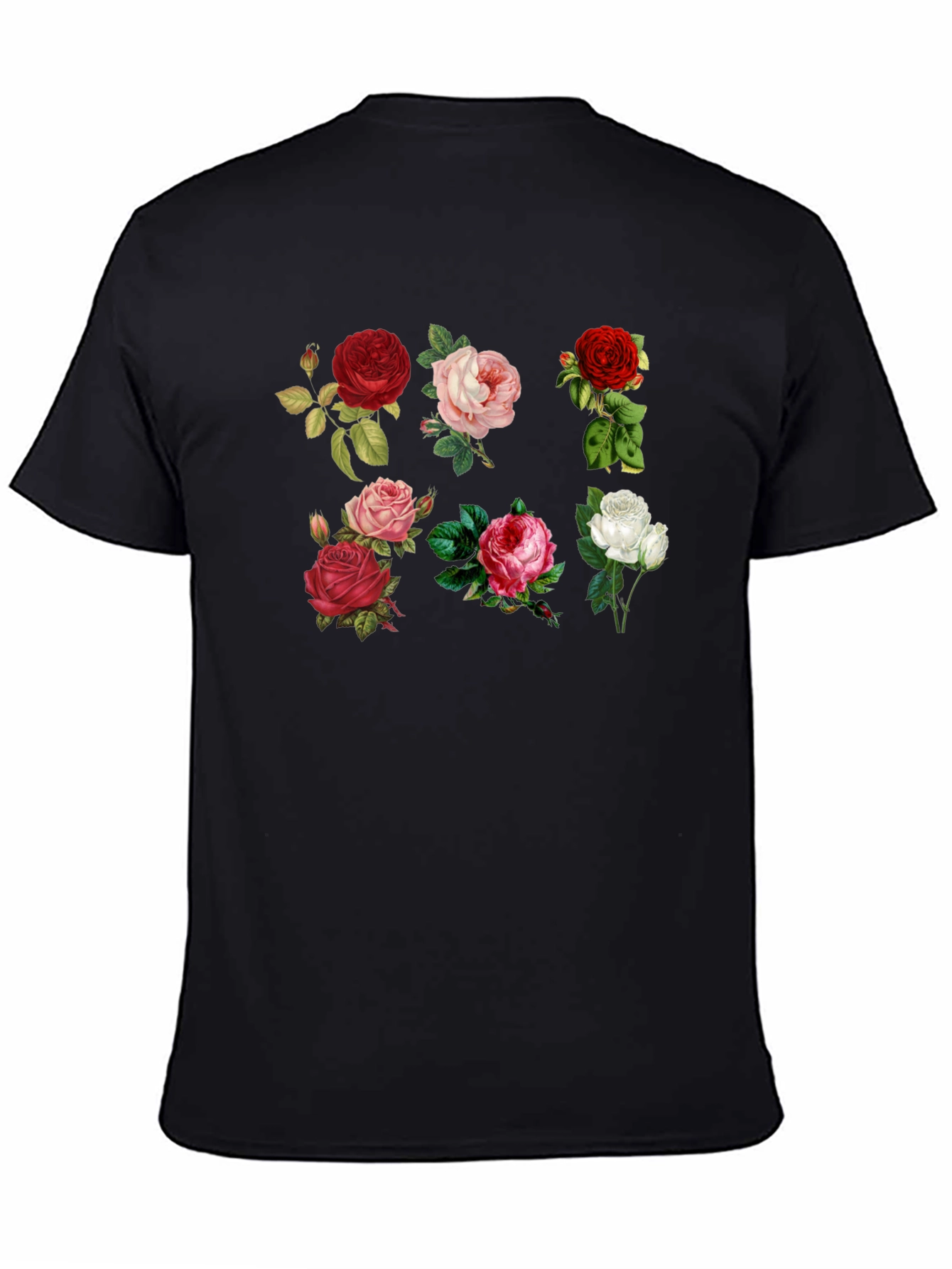 Black Floral Roses Graphic Print T-Shirt view 4