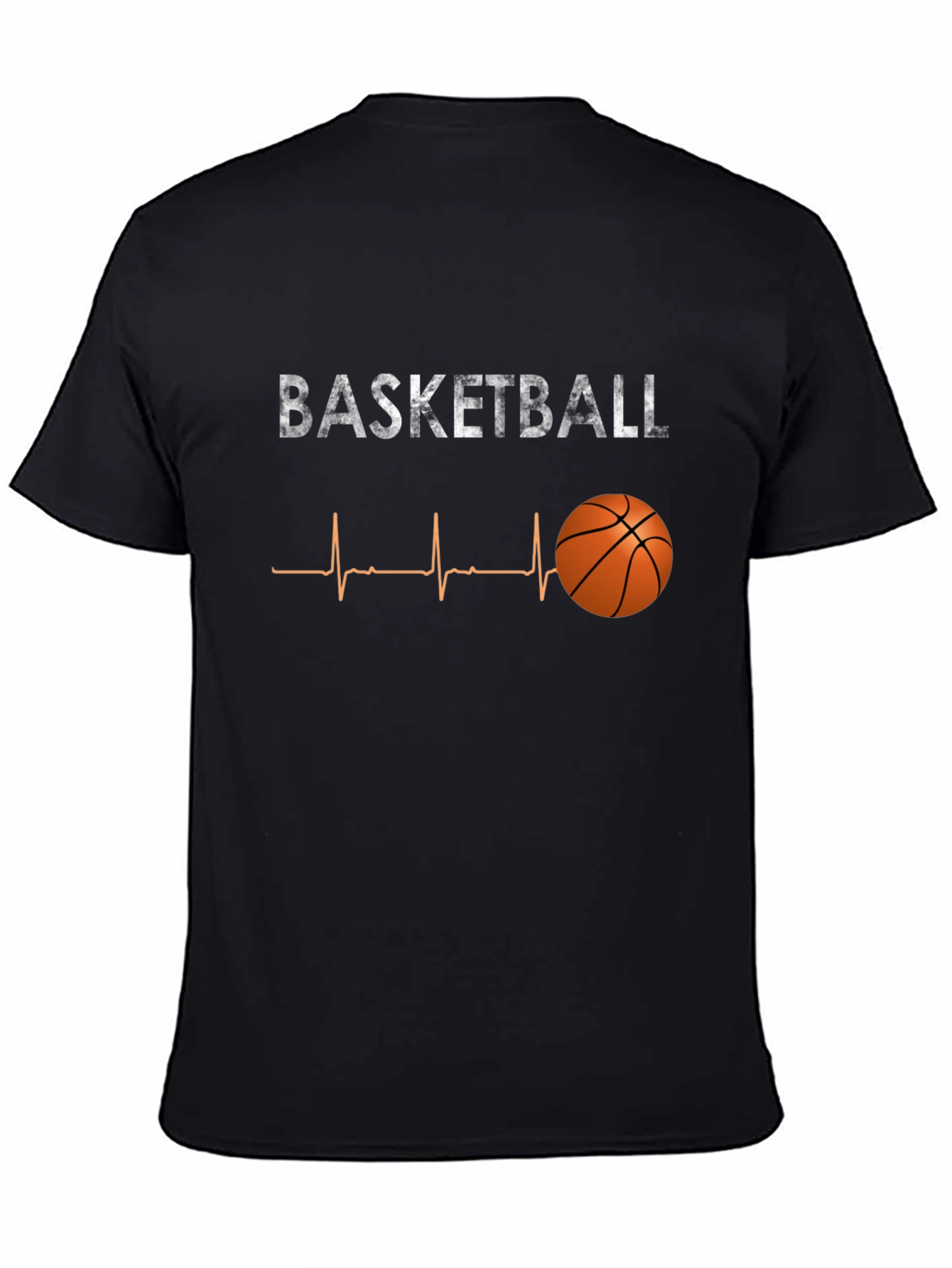 Black Basketball Heartbeat T-Shirt - Black Graphic Tee view 4