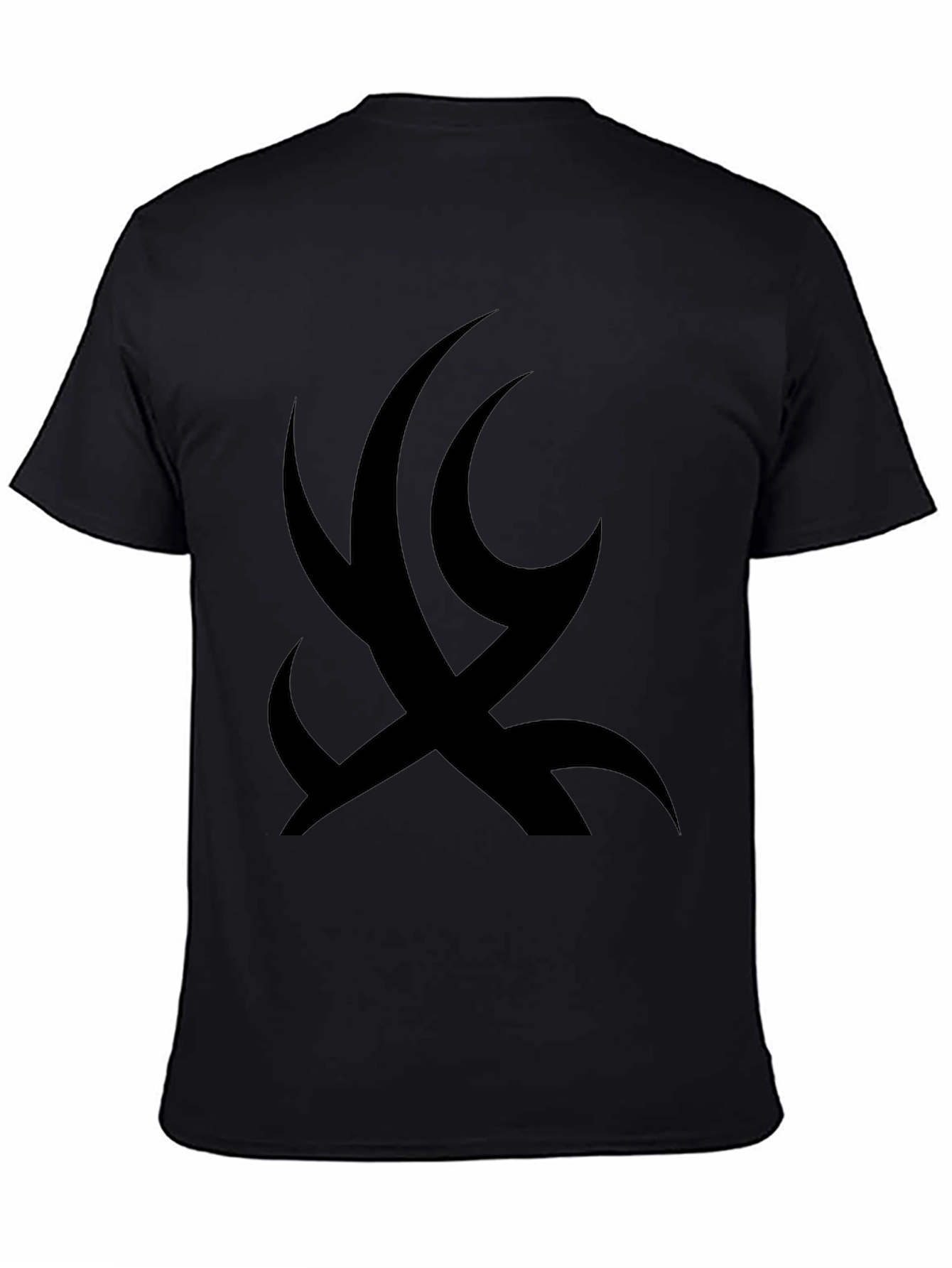 Black Men's Black Tee with Tribal Design view 4