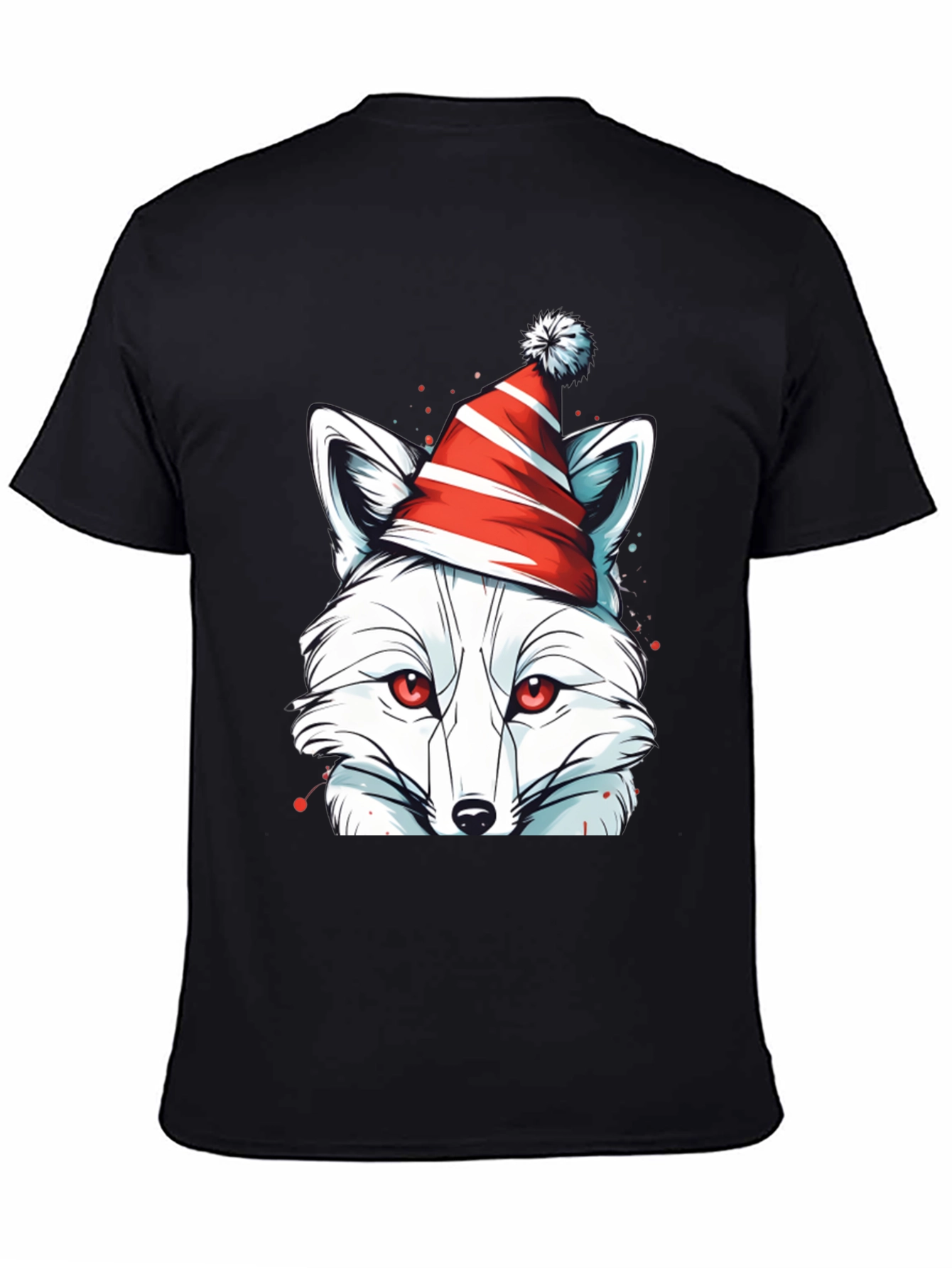Black Festive Fox Tee - Holiday Graphic Shirt view 4