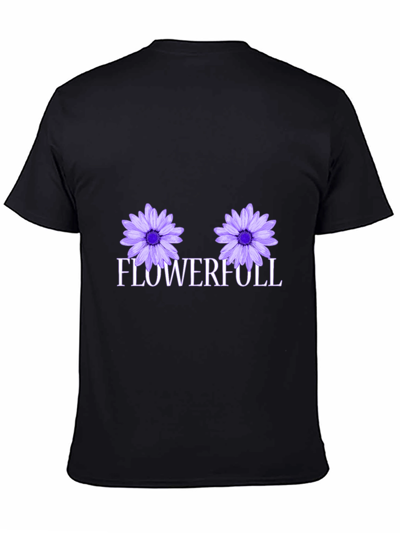 Black Flowerfull Graphic Tee - Black Cotton T-Shirt view 4