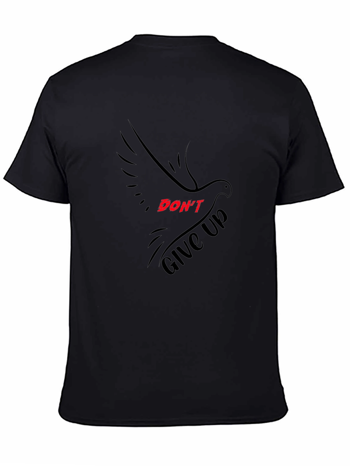 Black Don't Give Up Dove Graphic T-Shirt view 4