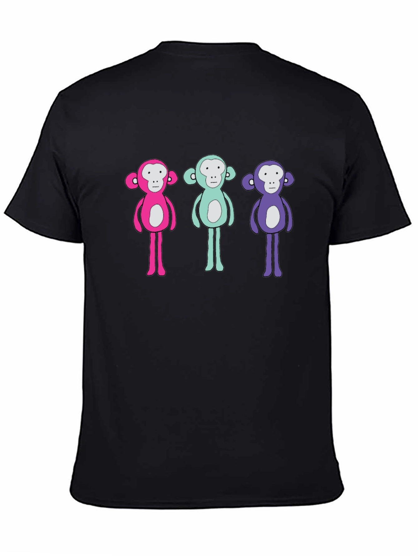 Black Monkey Trio T-Shirt - Quirky Graphic Tee view 4