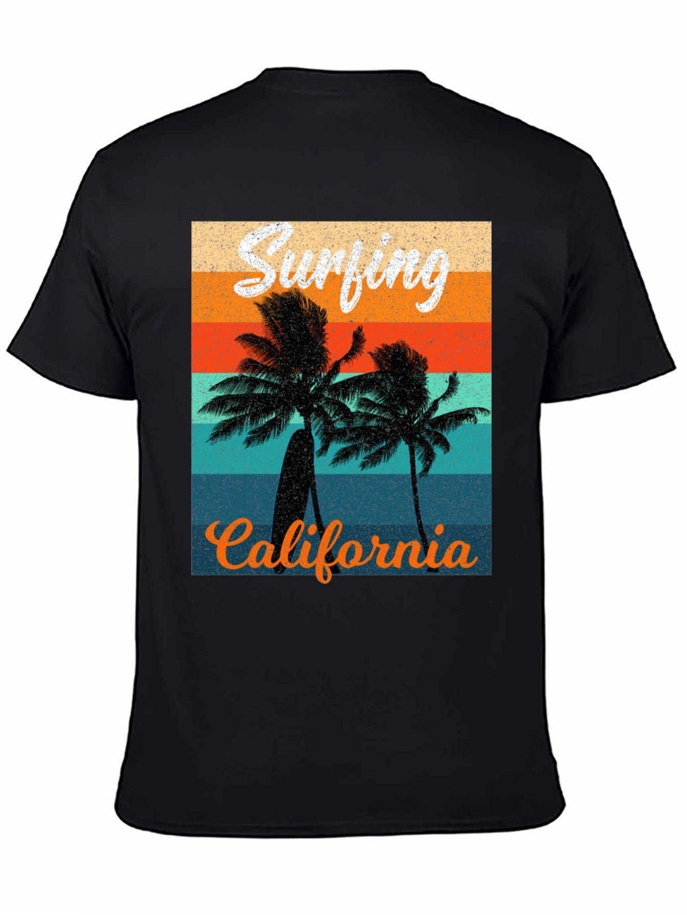 Black Retro Surfing California Graphic Tee view 4
