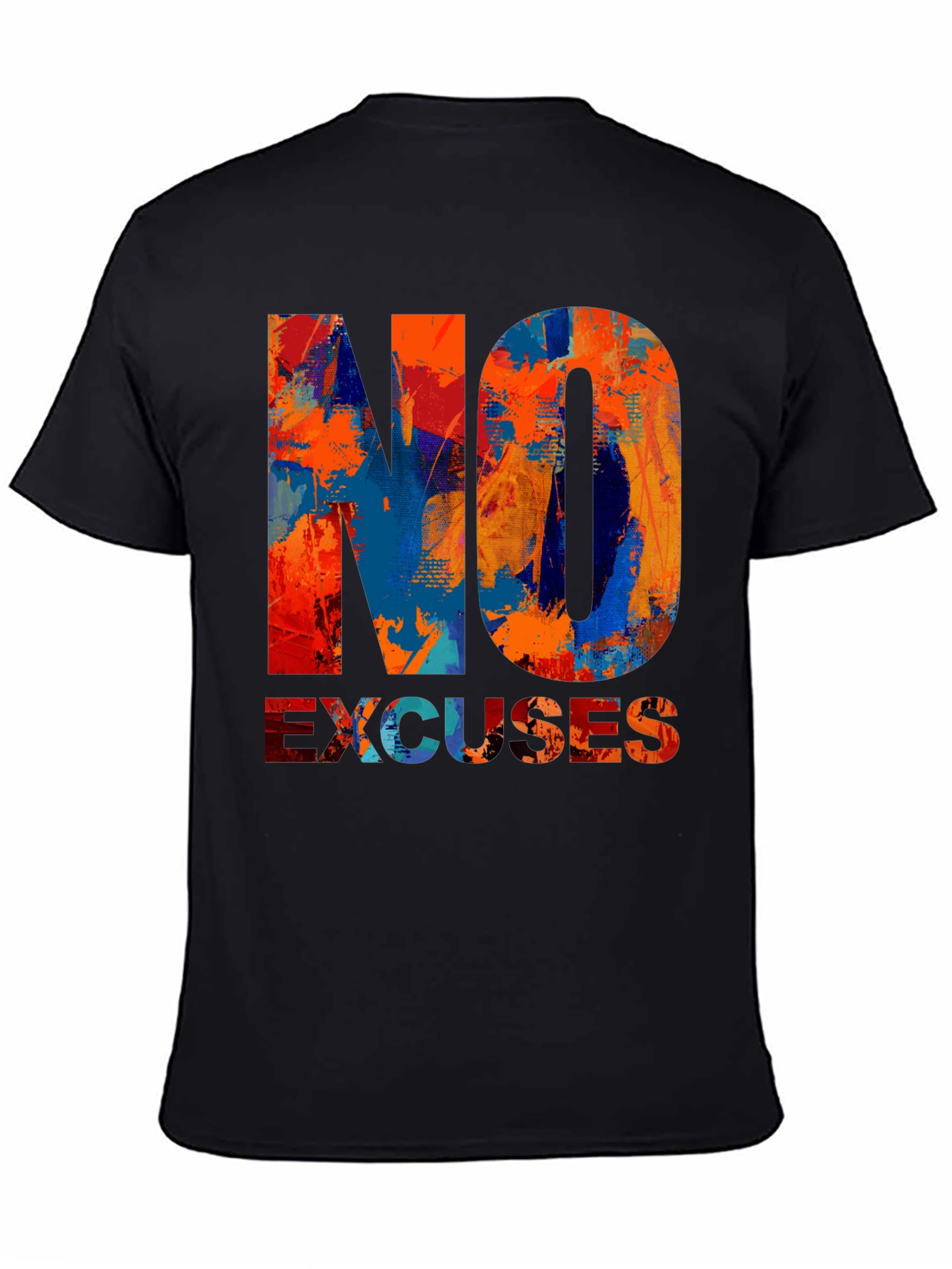 Black No Excuses Graphic T-Shirt - Motivational Design view 4