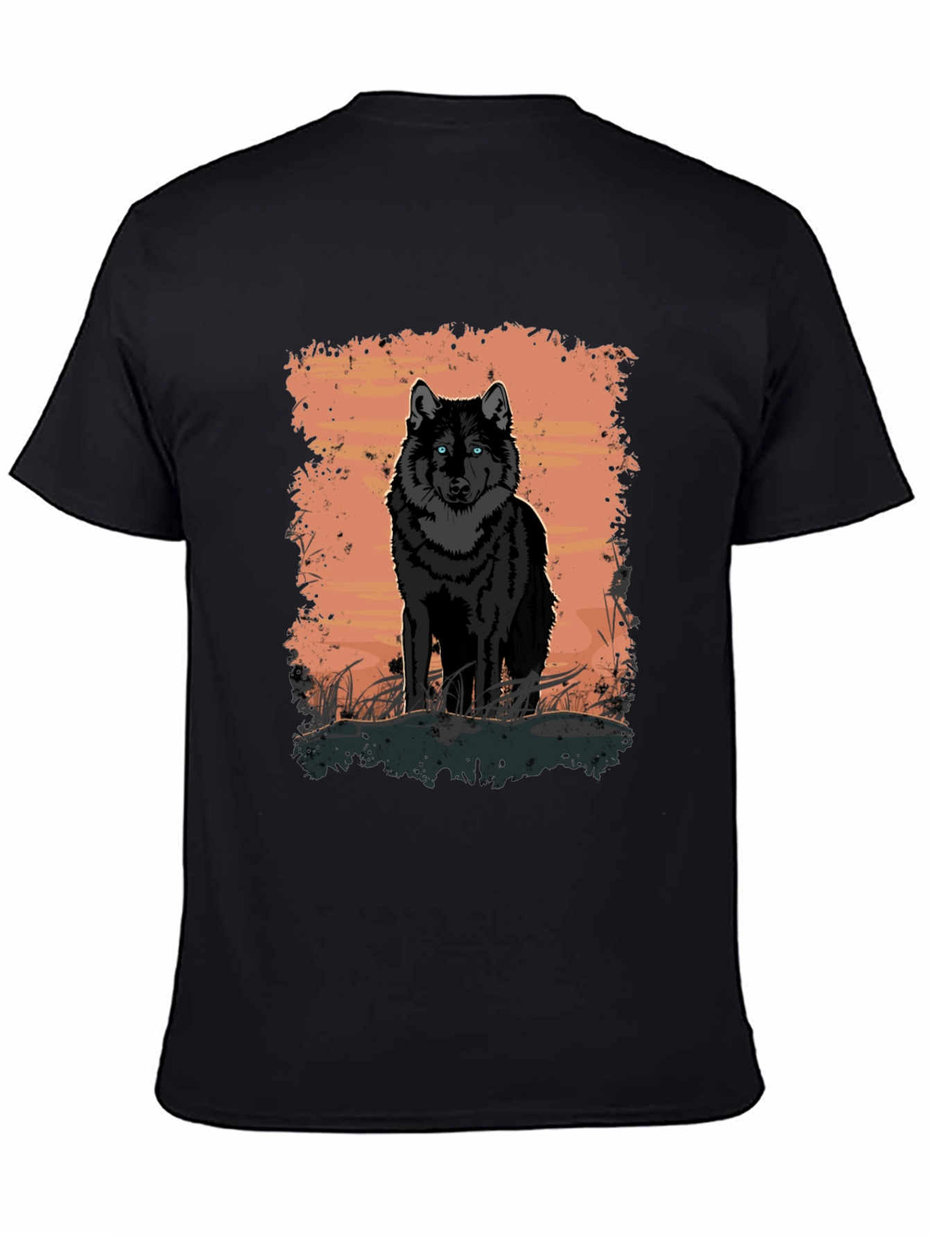 Black Wolf Graphic Print Black T-Shirt view 4