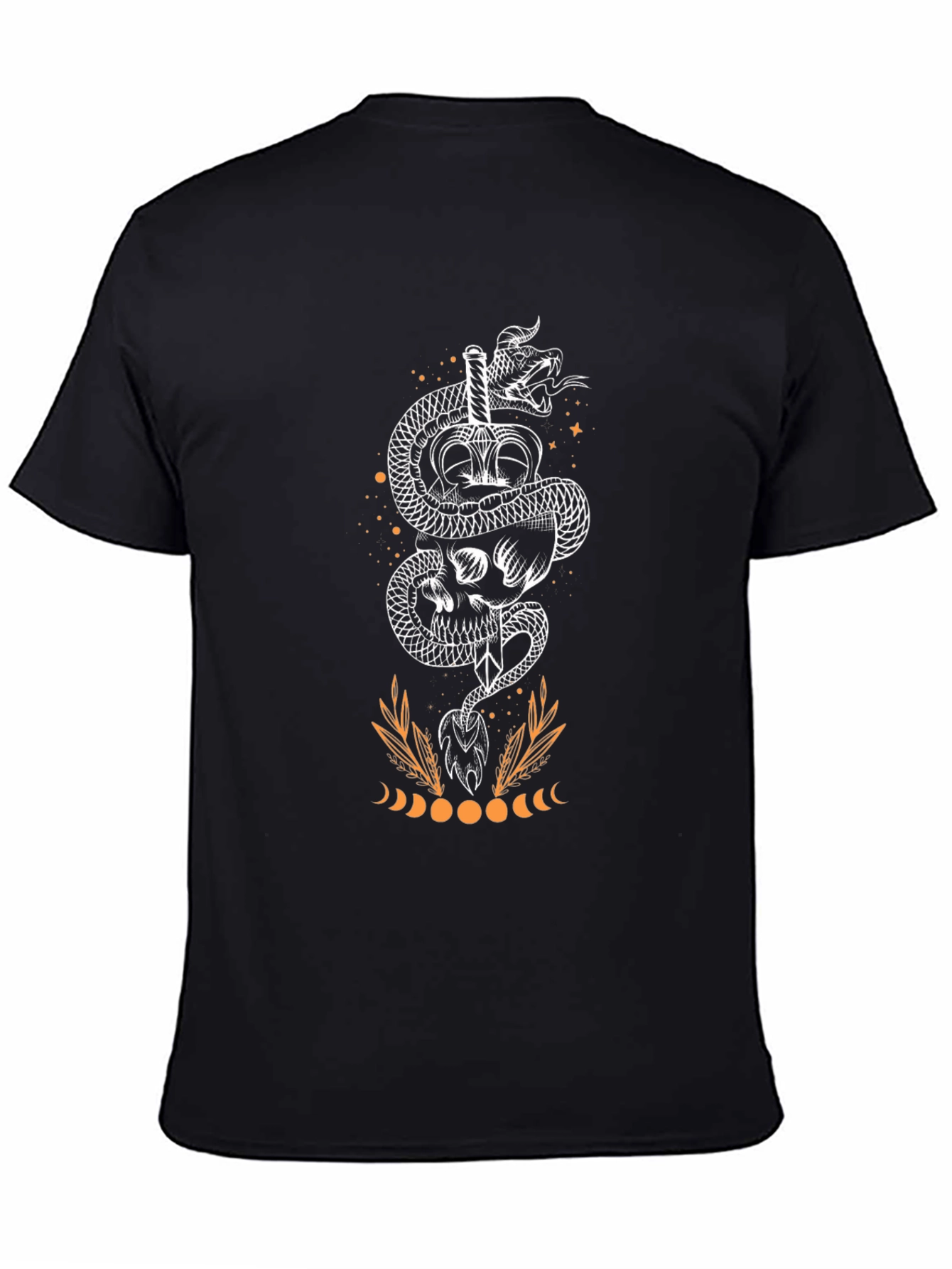 Black Skull & Snake Graphic Print T-Shirt view 4