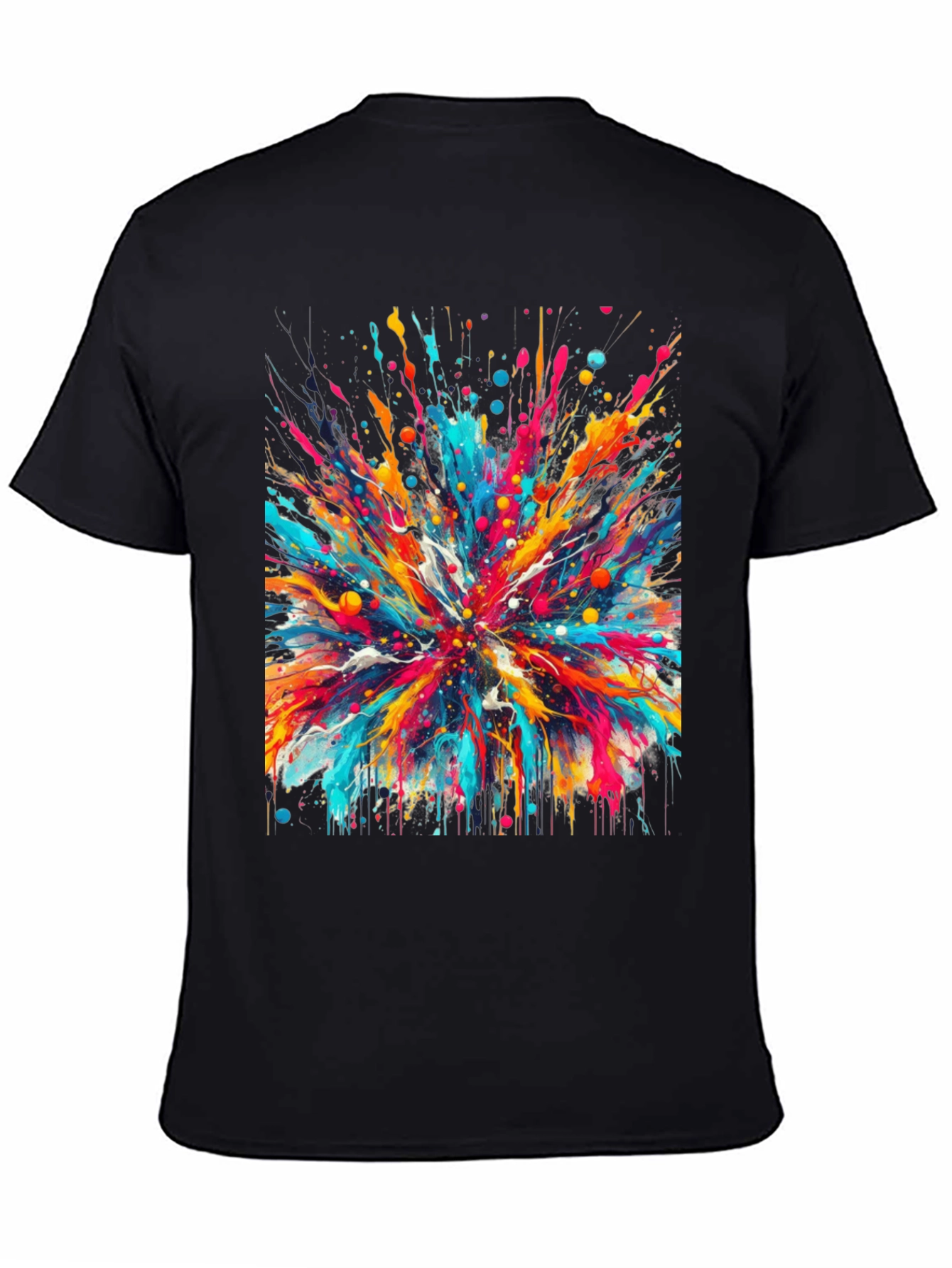 Black Colorful Splatter T-Shirt - Unique Artistic Design view 4