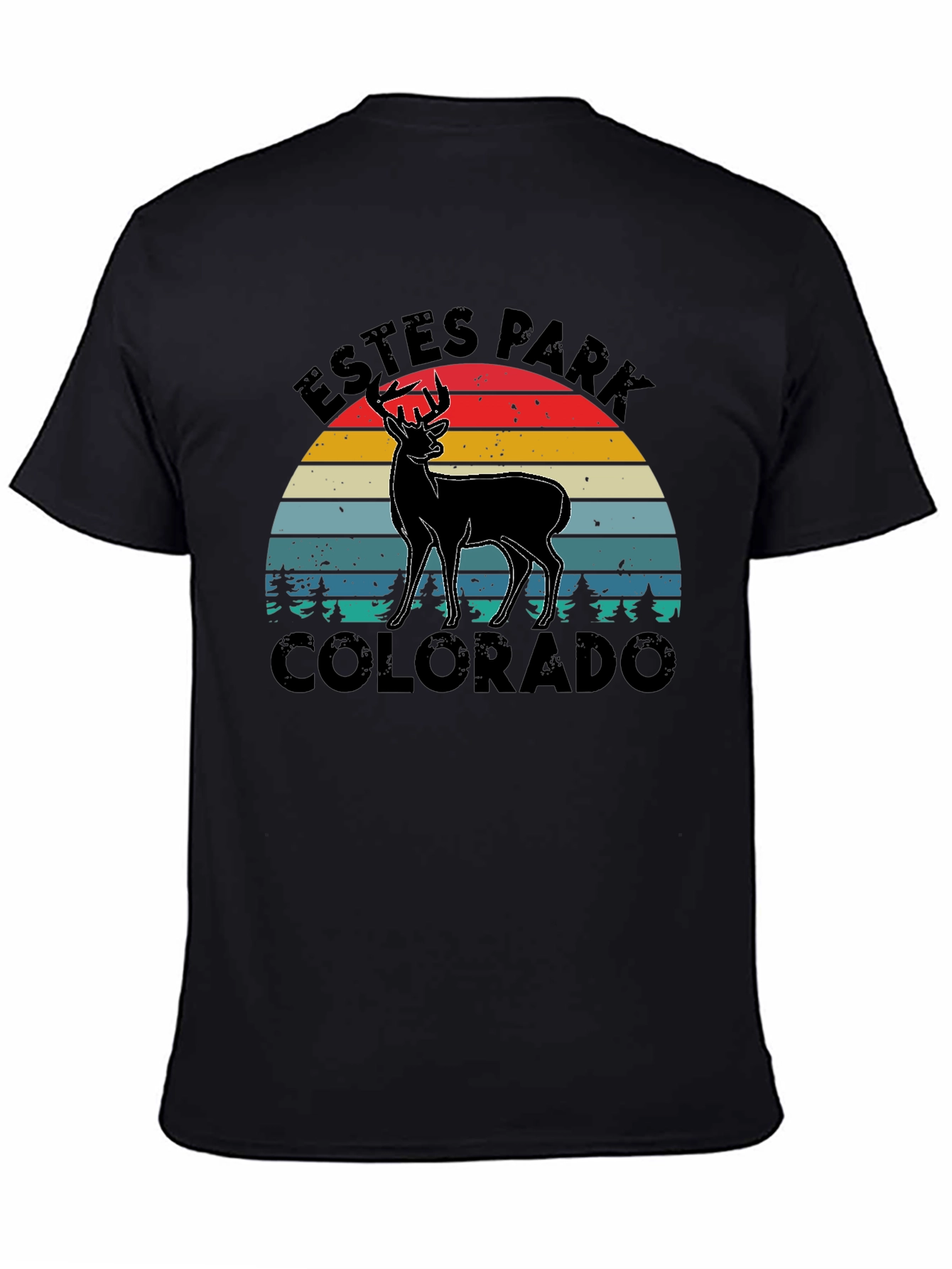 Black Estes Park Colorado Deer Graphic Tee view 4