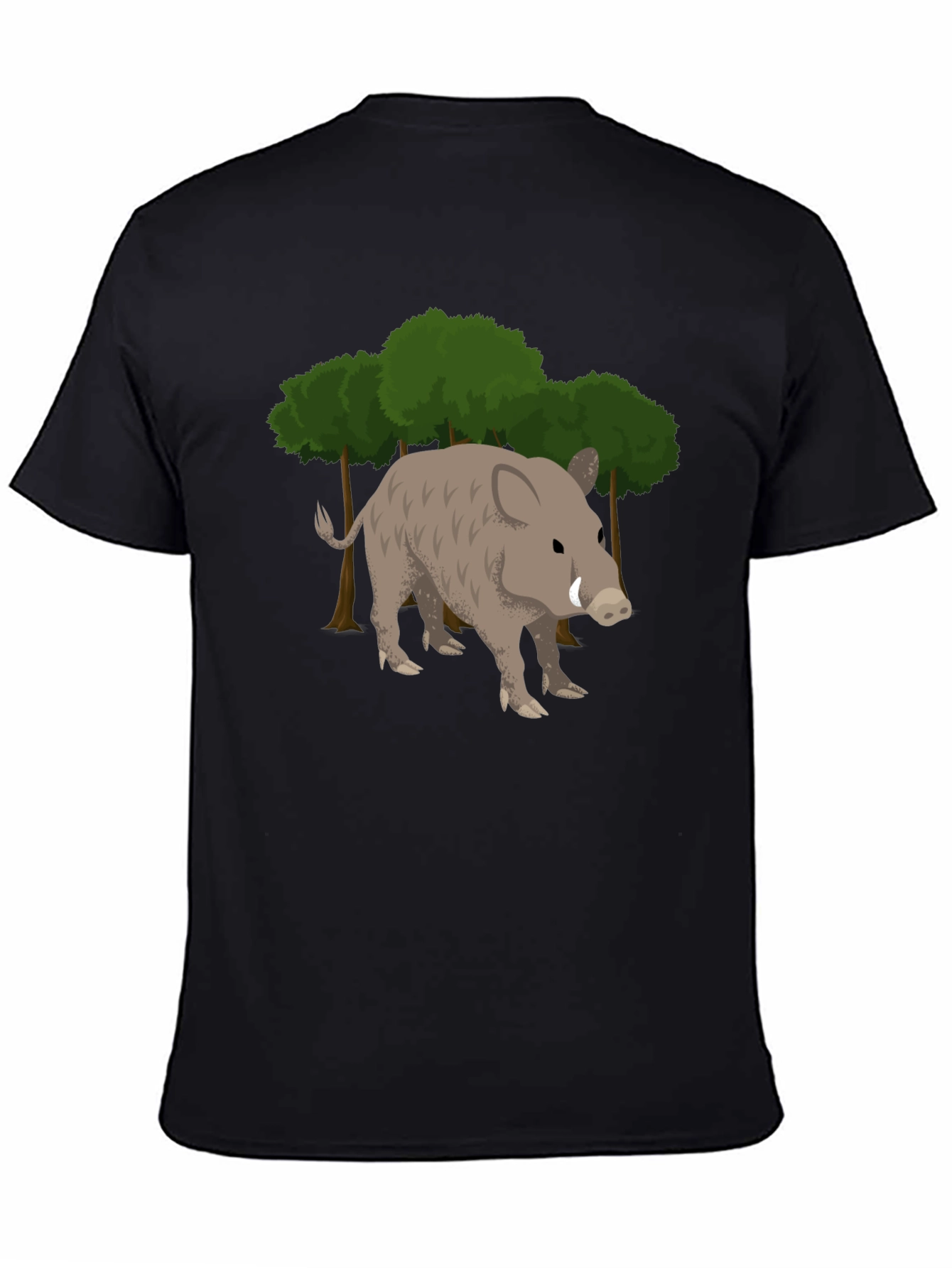 Black Wild Boar Graphic Tee - Black Cotton T-Shirt view 4