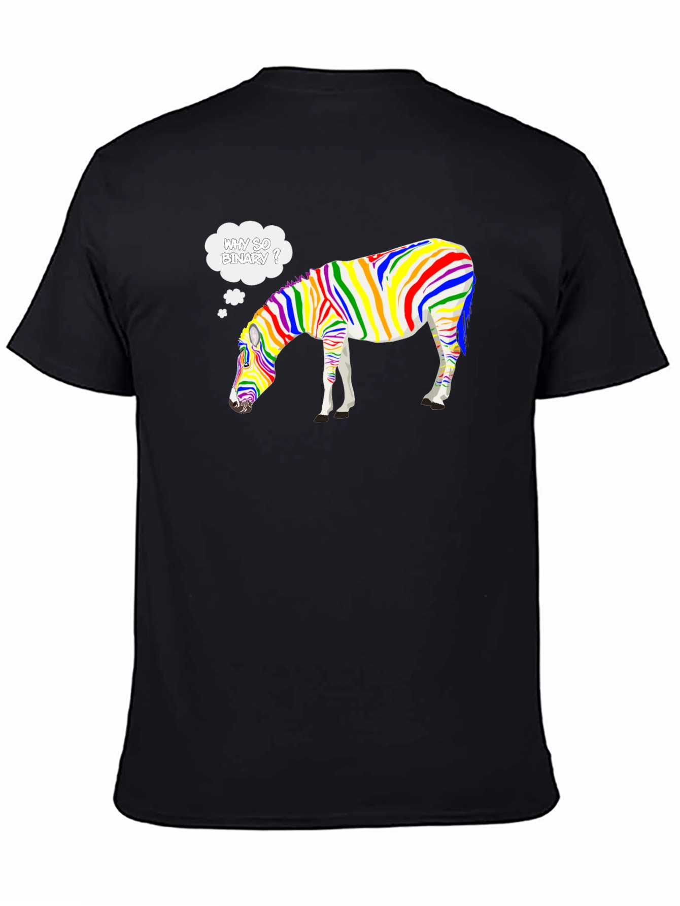 Black Why So Binary Zebra T-Shirt - Rainbow Pride Tee view 4