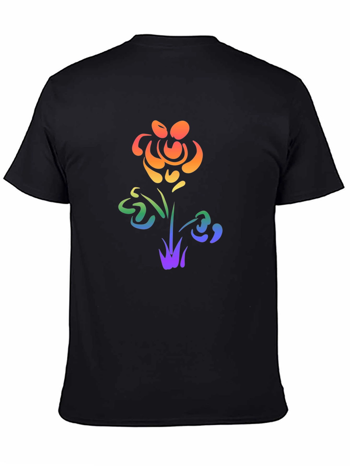 Black Rainbow Flower Graphic Tee - Pride Apparel view 4