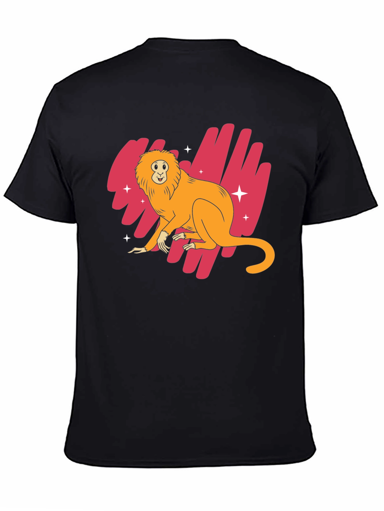 Black Golden Lion Tamarin Graphic Tee - Black Cotton Blend Shirt view 4