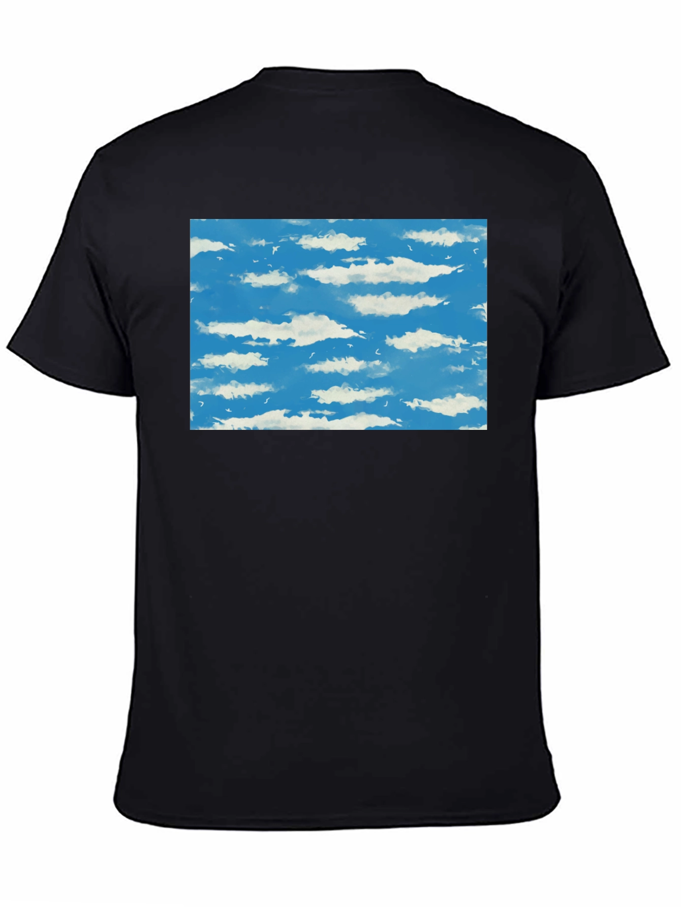 Black Cloudscape Graphic Tee - Sky Blue Print on Black view 4