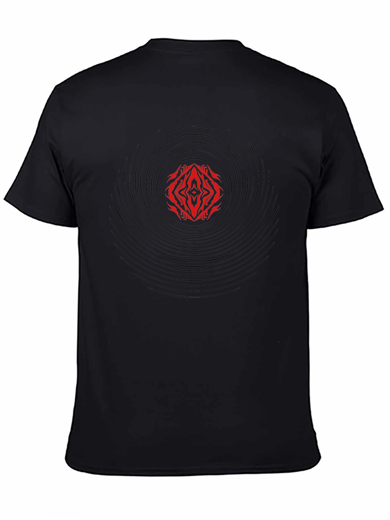 Abstract Vinyl Record Graphic Tee - Black Cotton Blend - 4