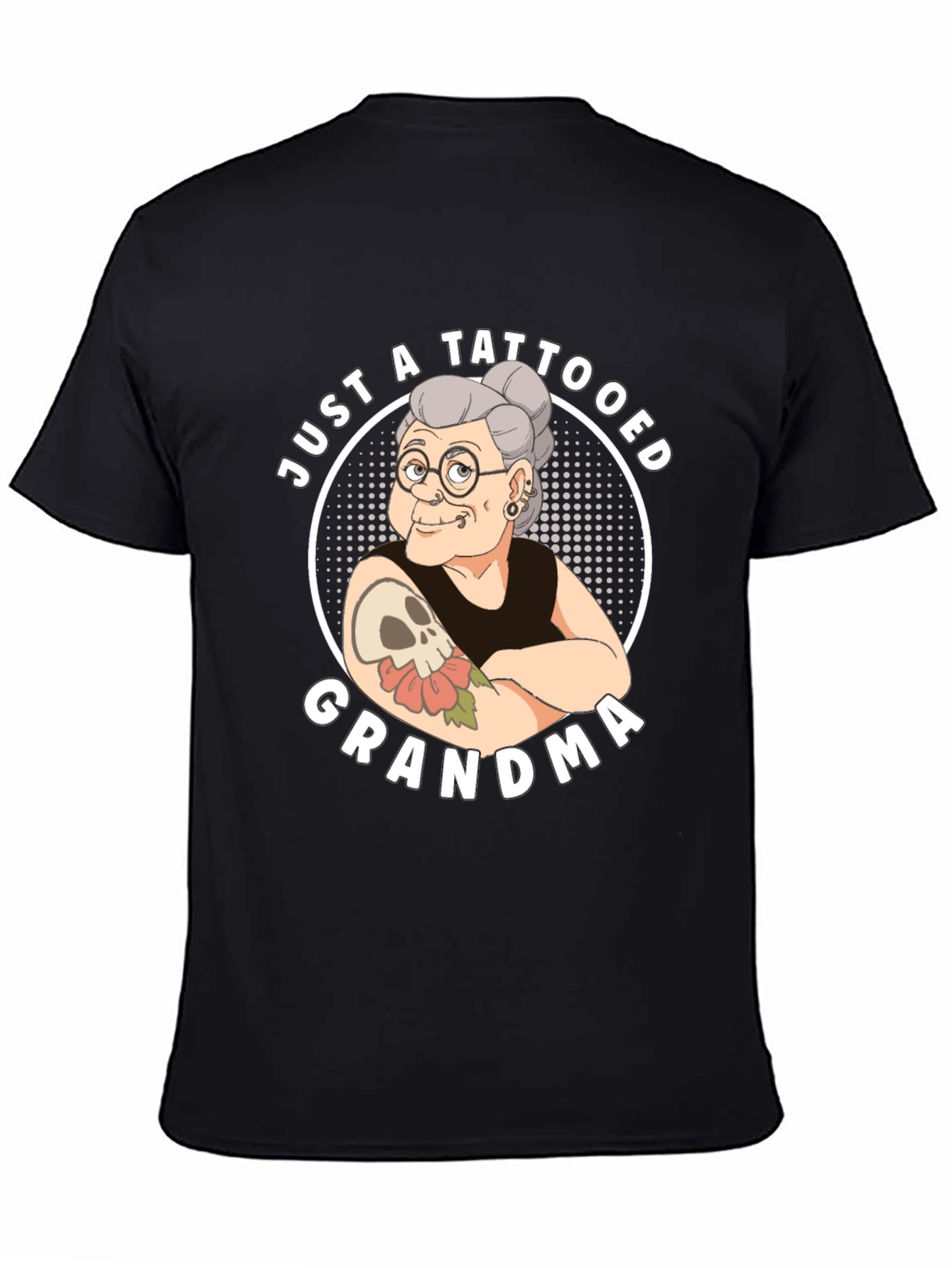 Black Tattooed Grandma T-Shirt - Funny Graphic Tee view 4