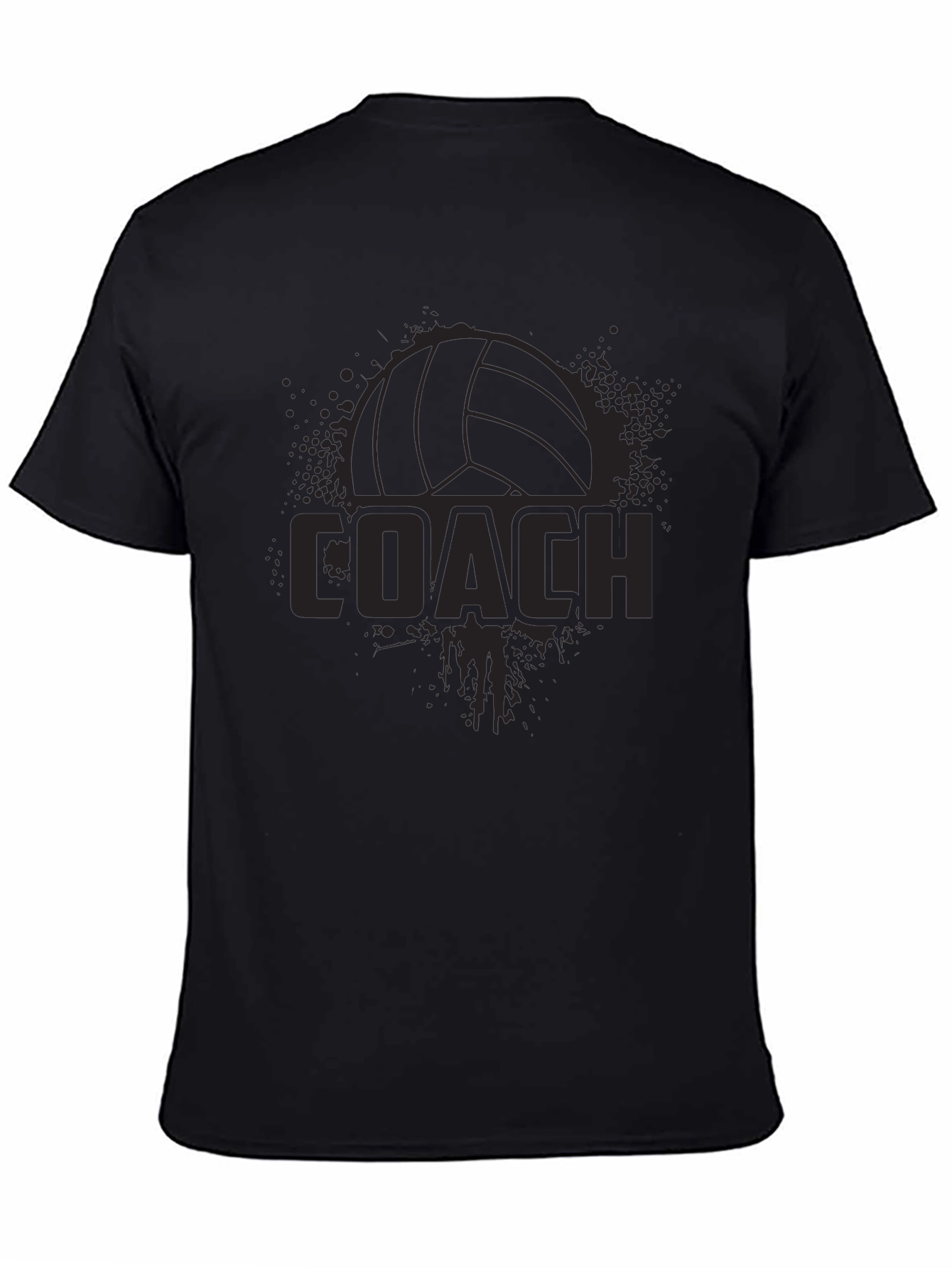 Black Volleyball Coach Graphic T-Shirt view 4