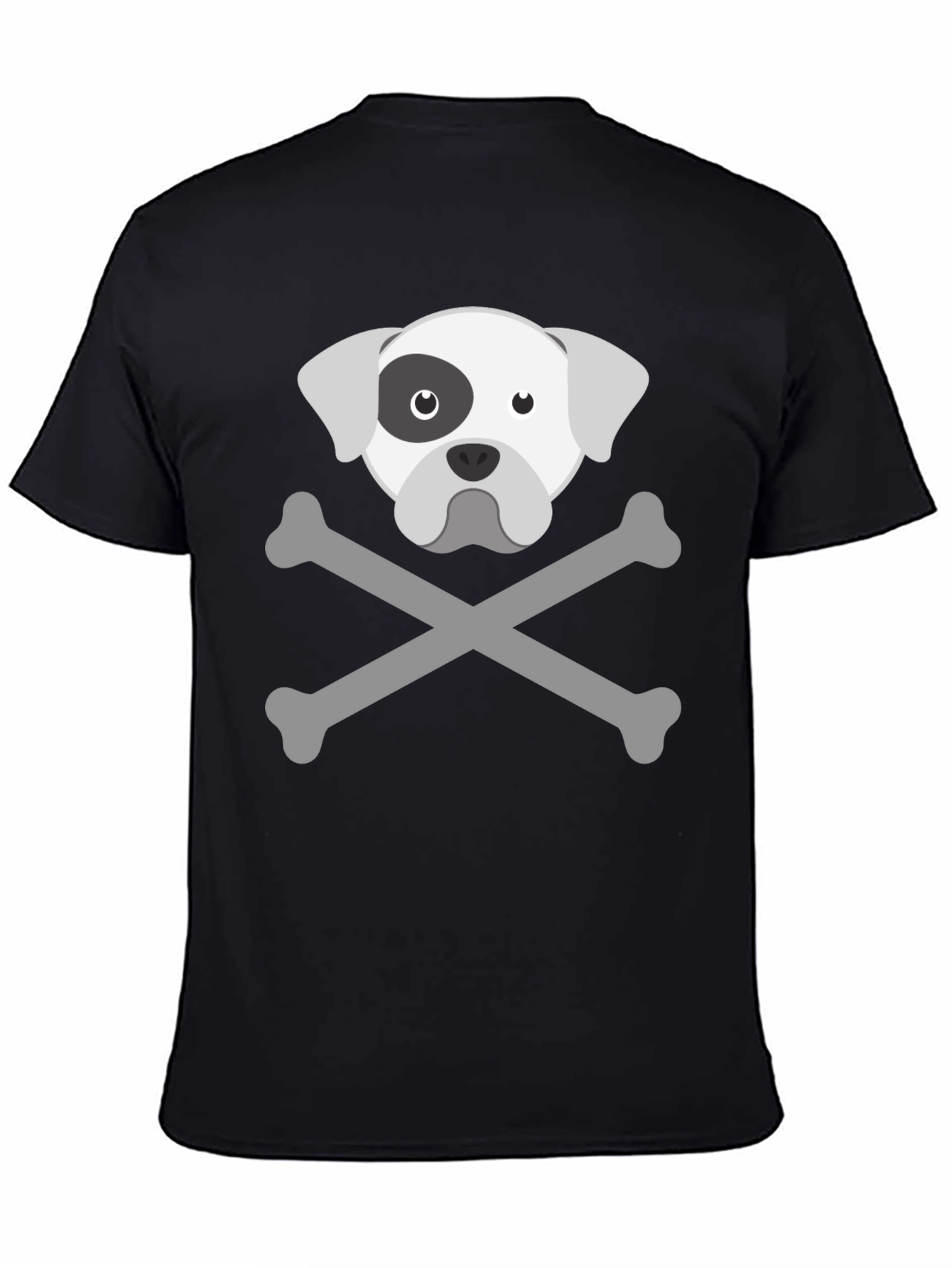 Black Dog Skull & Crossbones Graphic Tee - Men's Black T-Shirt view 4