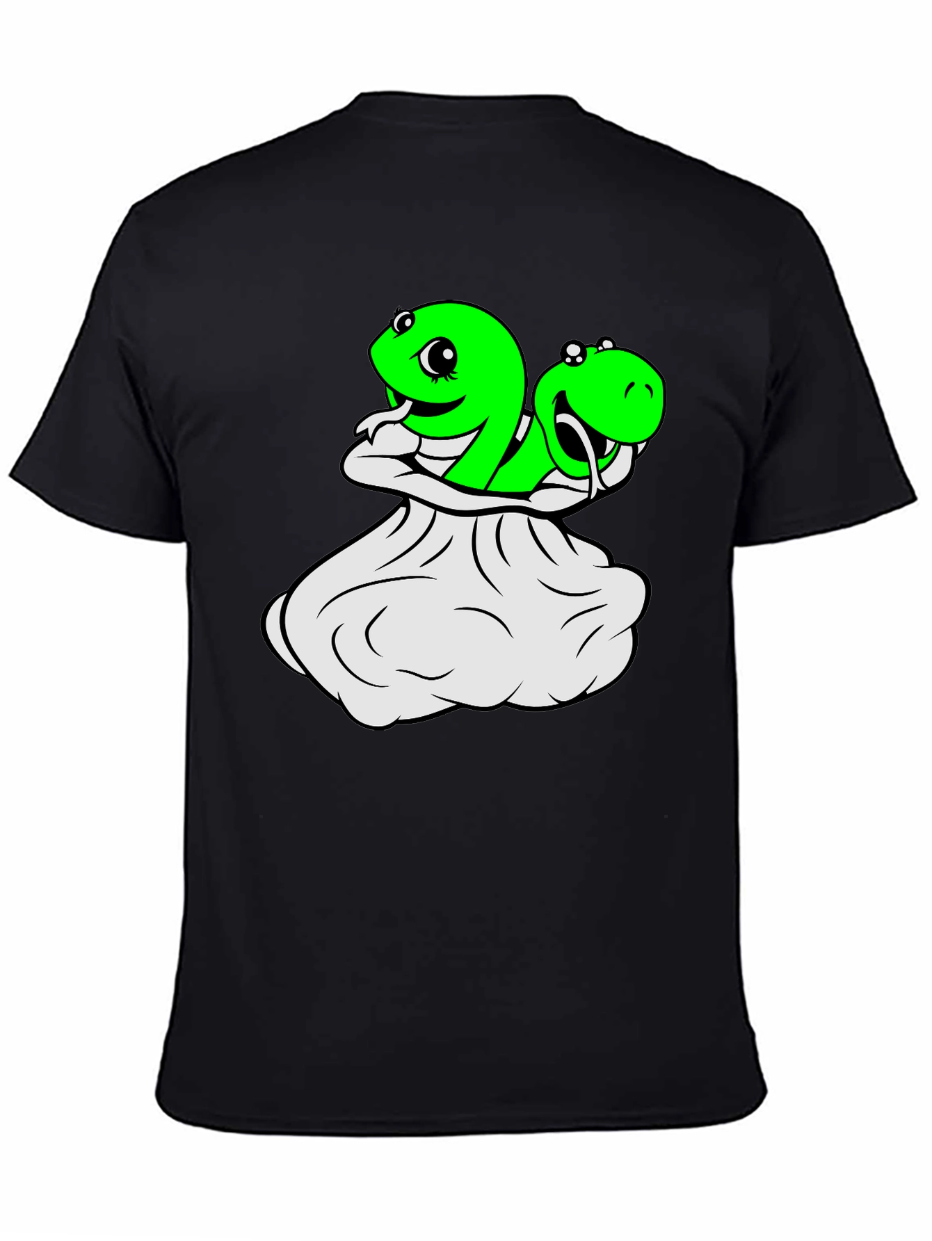 Black Funny Snake T-Shirt - Cartoon Snakes in a Sack! view 4