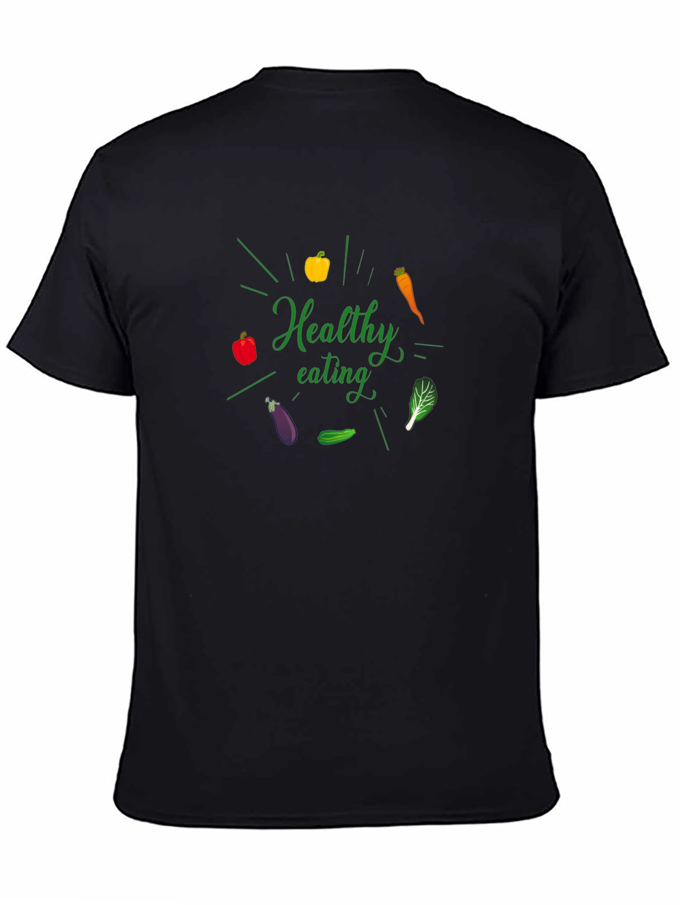 Black Healthy Eating T-Shirt - Eat Your Veggies! view 4